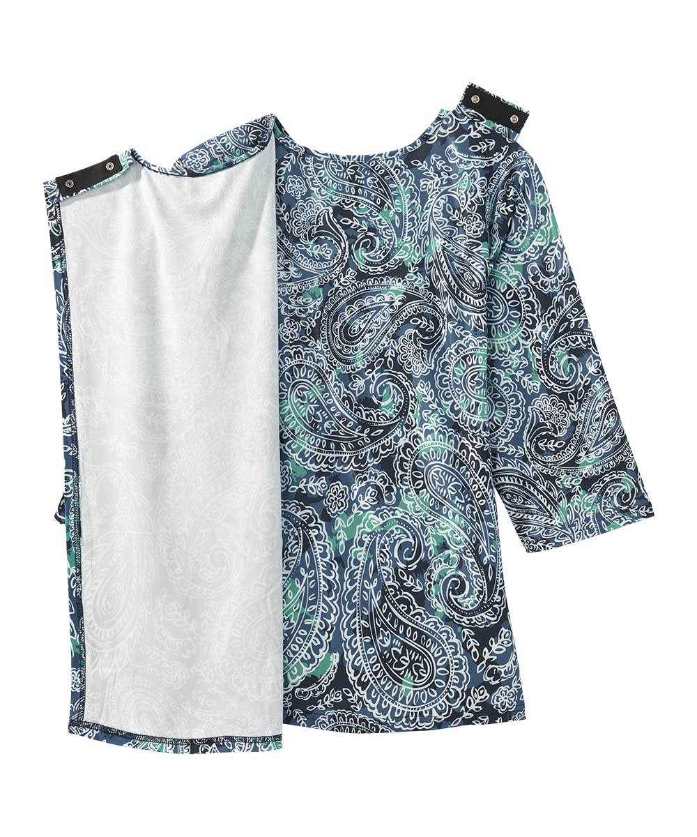 Women’s Open-Back Adaptive Criss Cross Neckline Top - Paisley Blues MED