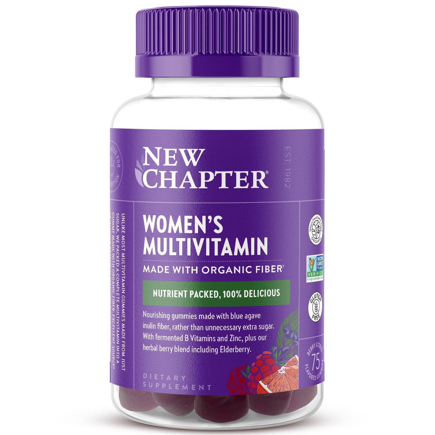 New Chapter Women’s Multivitamin Gummies - 66% Less Sugar, Women’s Gummy Vitamins with Vitamin C, D3 & Zinc, Non-GMO, Gluten Free, Berry-Citrus, 75ct