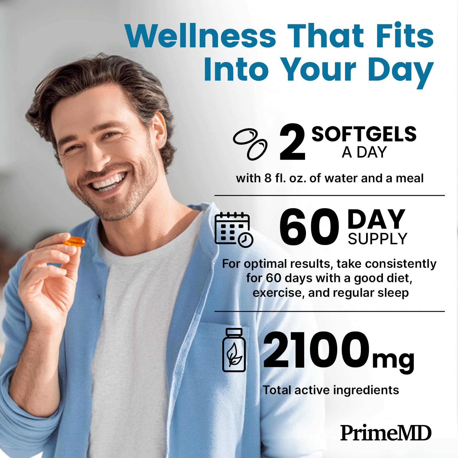 5-in-1 Fish Oil Omega 3 Supplements (2100mg) - Fish Oil with Vitamins D3 & K2 and CoQ10 - EPA DHA Omega 3 Supplement - Lemon Flavored Fatty Acid Supplements, Pack of 2