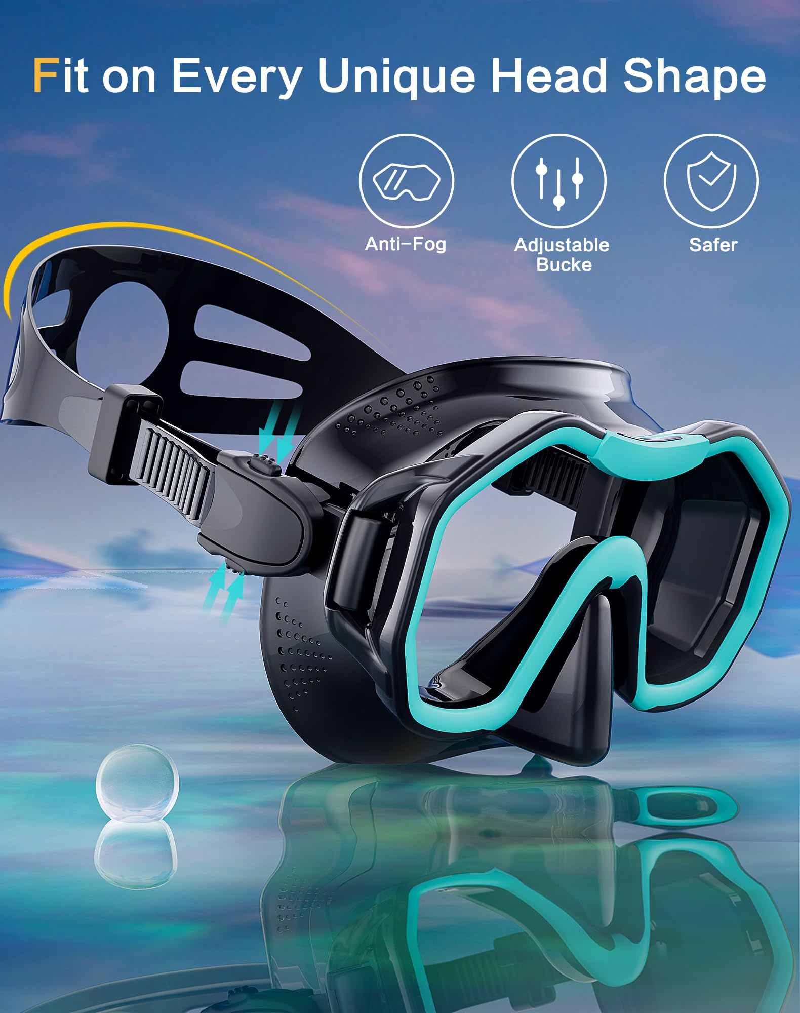 Snorkeling Gear for Adults, Kwambiri Dry-Top Snorkel Set, 186°Panoramic Wide View Diving Mask Breathing Freely Snorkel Mask for Snorkeling Scuba Diving Swimming Travel(Adults)