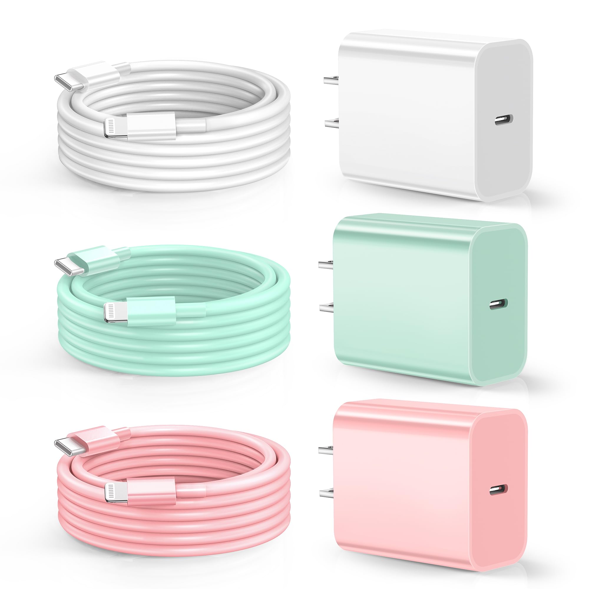 Dayaoncy Compatible with iPhone Charger Fast Charging, 20W USB C Wall Charger with 3Pack 10FT USB C to Lightning Cable, Phone Cable Fast Charging Compatible withi Phone 14/13/12/12 Pro Max/11