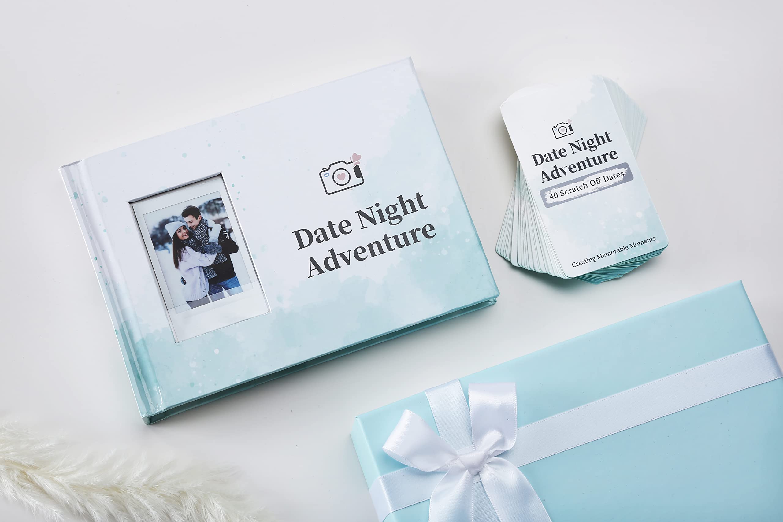 40 Date Ideas for Couples Date Night - Unique Scratch Off Date Night Games for Couples with Adventure Photo Album Book, Romantic Newlywed and Wedding Anniversary Couples Gifts for Him and Her