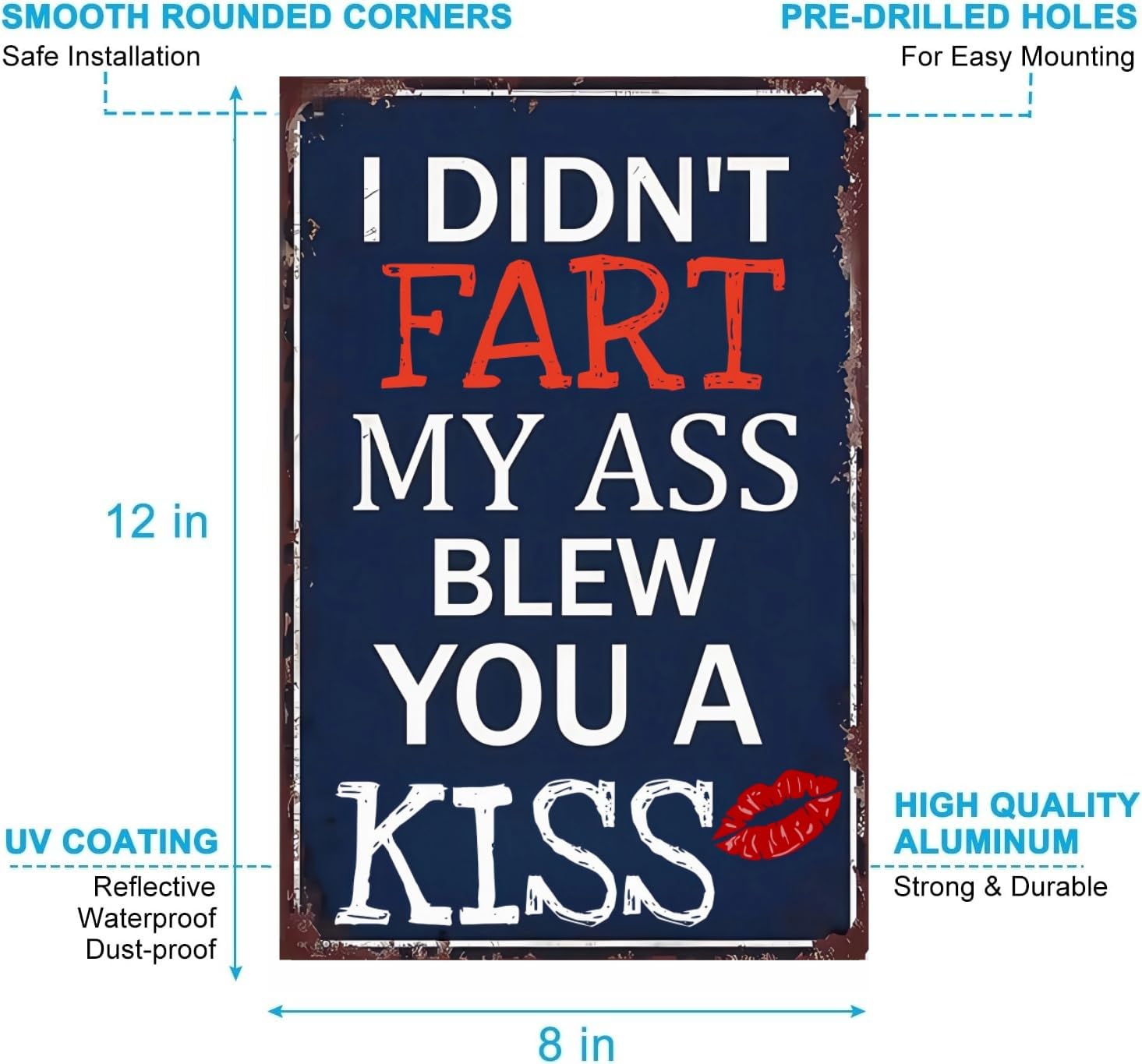 Carastora Vintage Funny Sign – Metal Tin Wall Decor with Bold Humor for Home, Coffee Bar, Bathroom, or Man Cave – Gag Gift Idea, 8x12 Inch