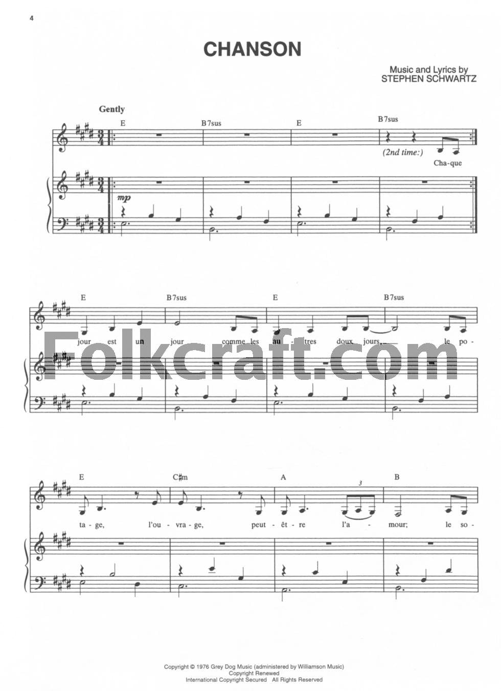 The Baker's Wife: Vocal Selections Piano, Vocal and Guitar Chords