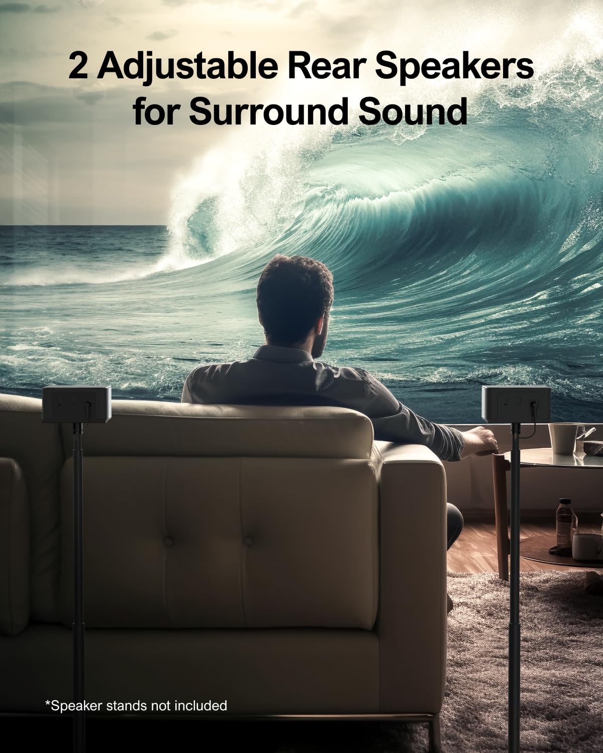 ULTIMEA 5.1 Virtual Surround Sound Bar, 320W Peak Power, Surround Sound System Home Theater Sound Bar for Smart TV with Adjustable Surround Speakers and Subwoofer, HDMI ARC TV Soundbar, Poseidon D50