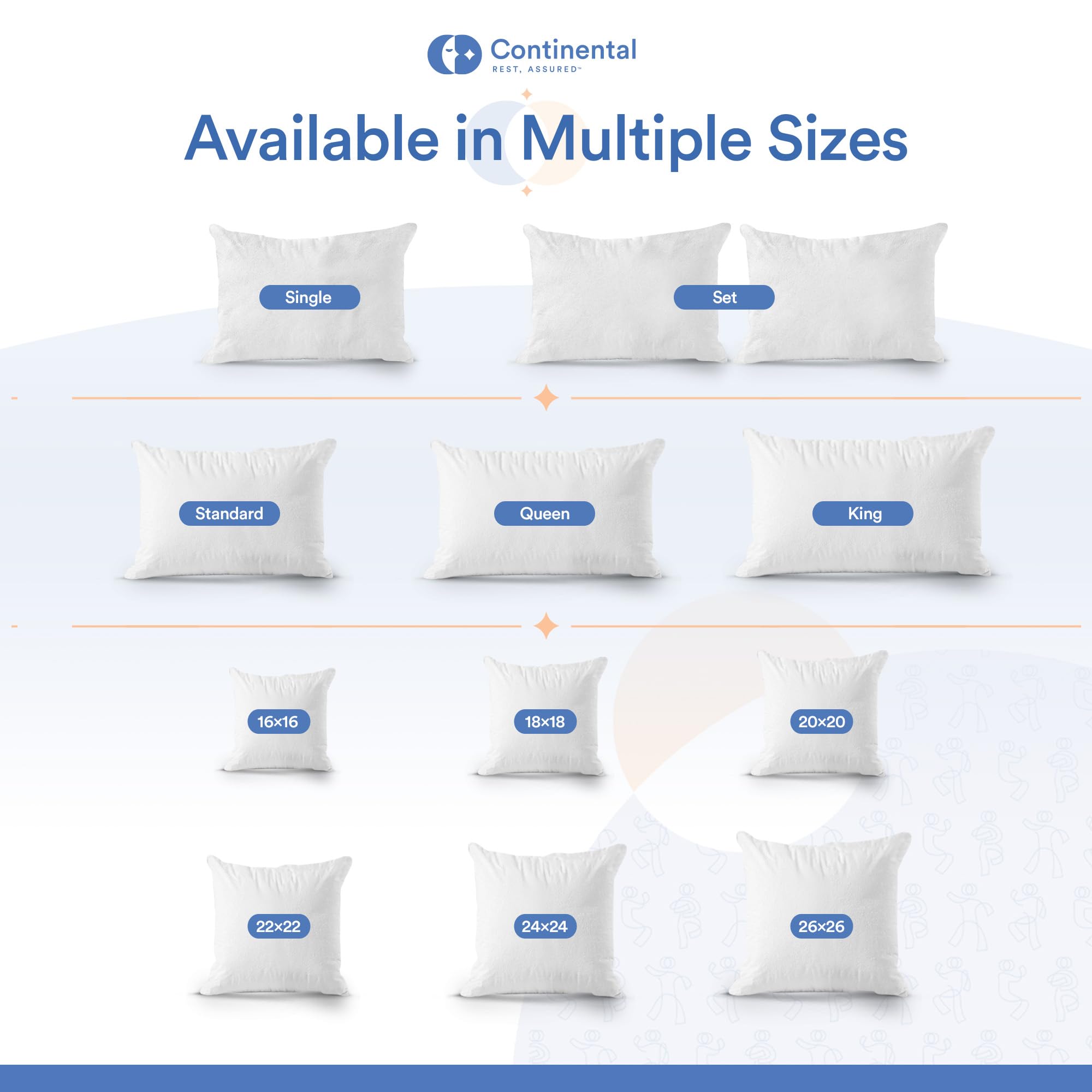 Continental Bedding Feather Proof, Waterproof and Down Proof Luxury Zippered Viscose Derived from Bamboo Pillow Protectors: Silky Smooth Comfort for Enhanced Sleep Size 20" x 20" Pack of 1