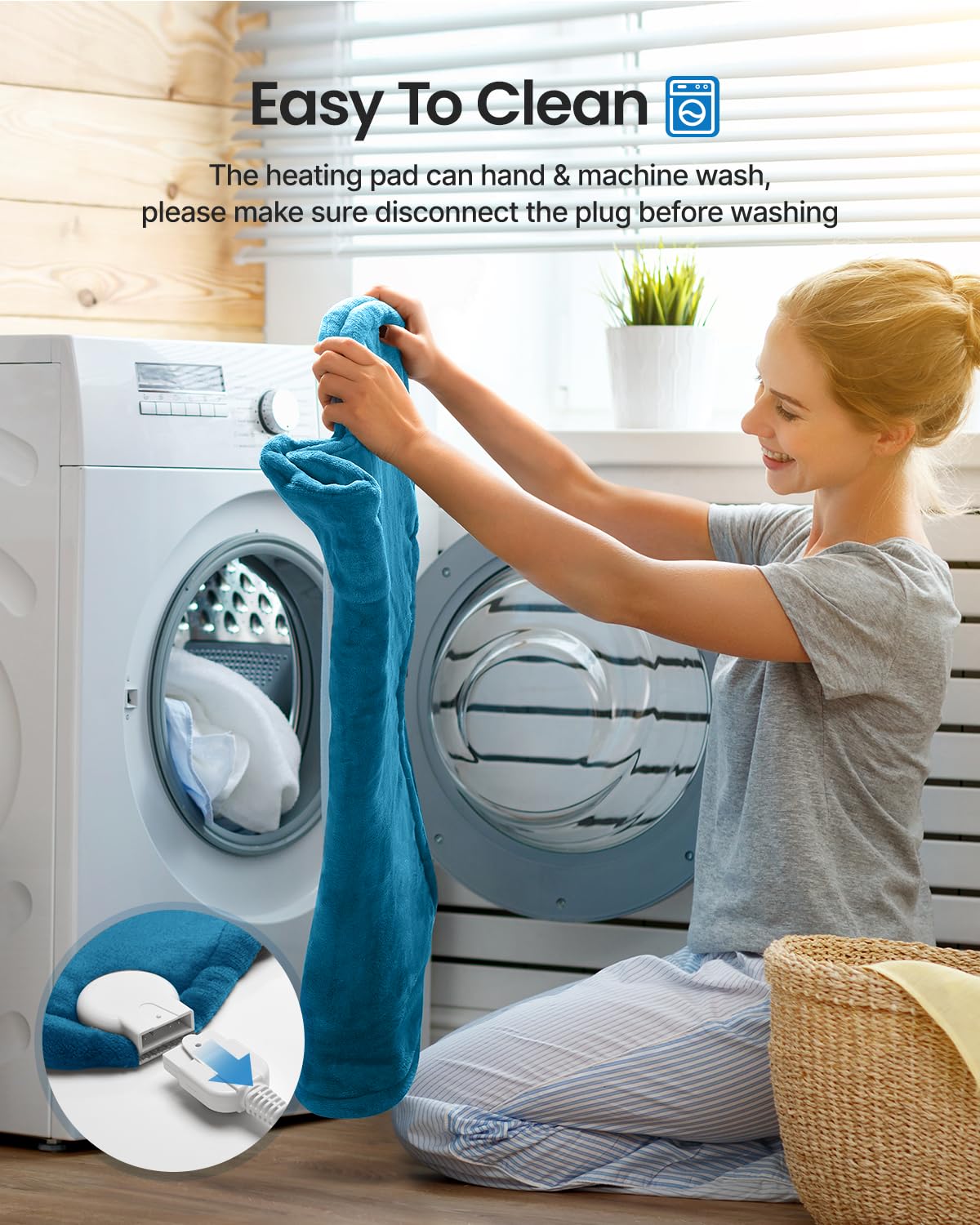 RENPHO Valentines Day & Birthday Women Men Mom Dad Gifts, Heating Pad for Neck and Shoulders and Back Pain Relie, FSA HSA Eligible, 24"x33" Electric Heat Pad, Auto Shut Off, ETL Certified, Blue