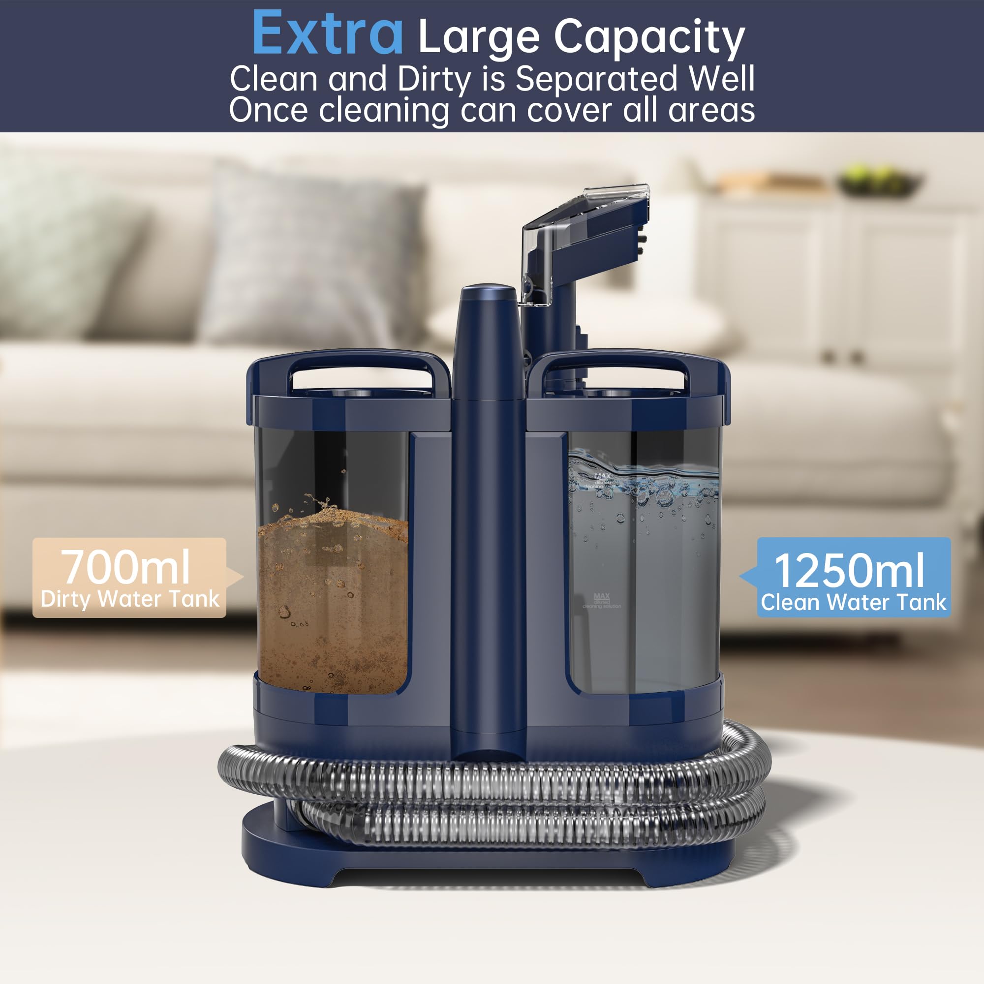 Carpet Cleaner Machine,18Kpa Upgraded Portable Carpet Upholstery Cleaner Machine,500W Powerful Suction Deep Spot Cleaning Machines for Couch,Car Seats,Upholstery&Furniture