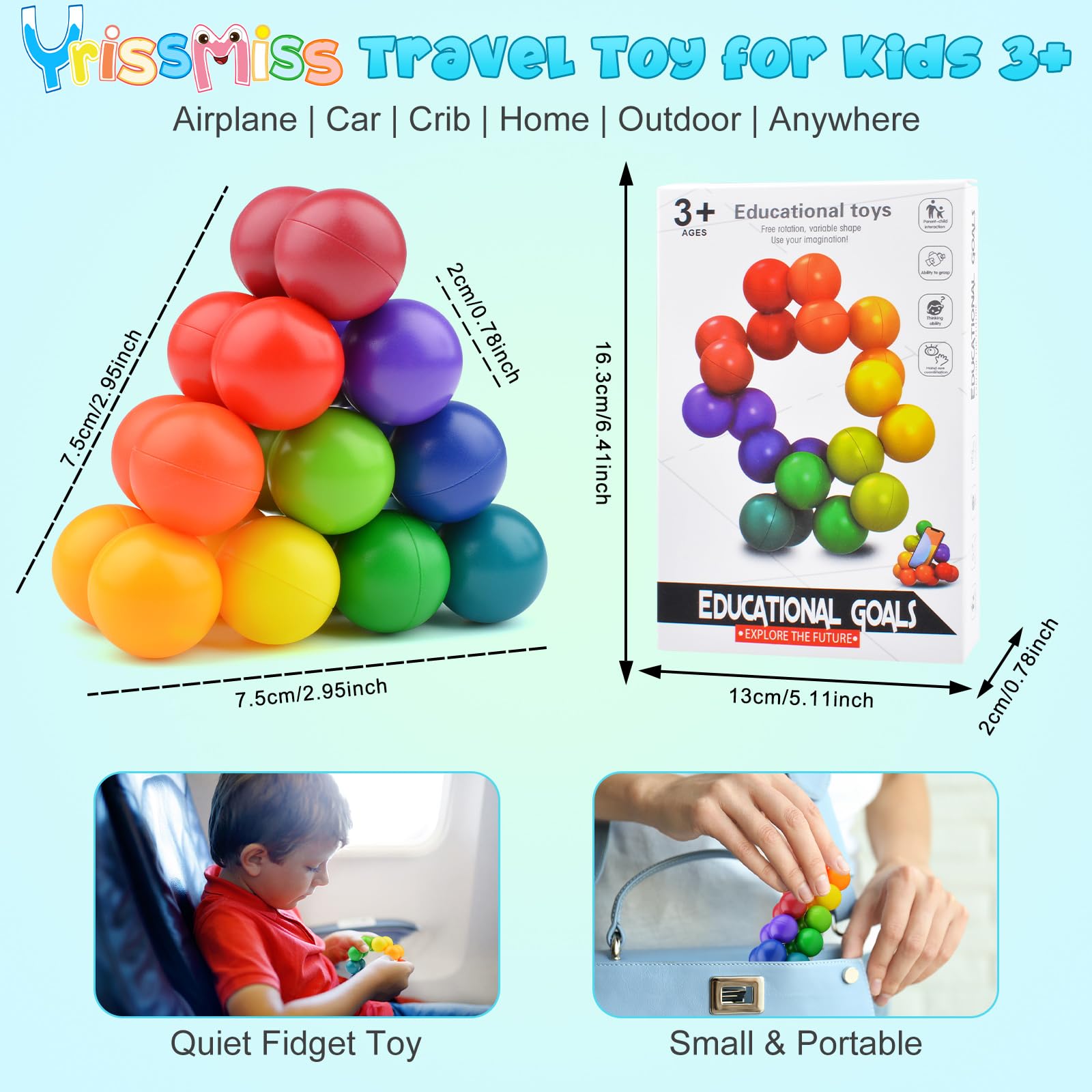 Yrissmiss Autism Sensory Toys for Autistic Children, Fidget Toys for Adults Kids , Autism Toy for Toddlers 3-4,Christmas Stocking Stuffers Present,Airplane Car Travel for Kids Ages 3-5