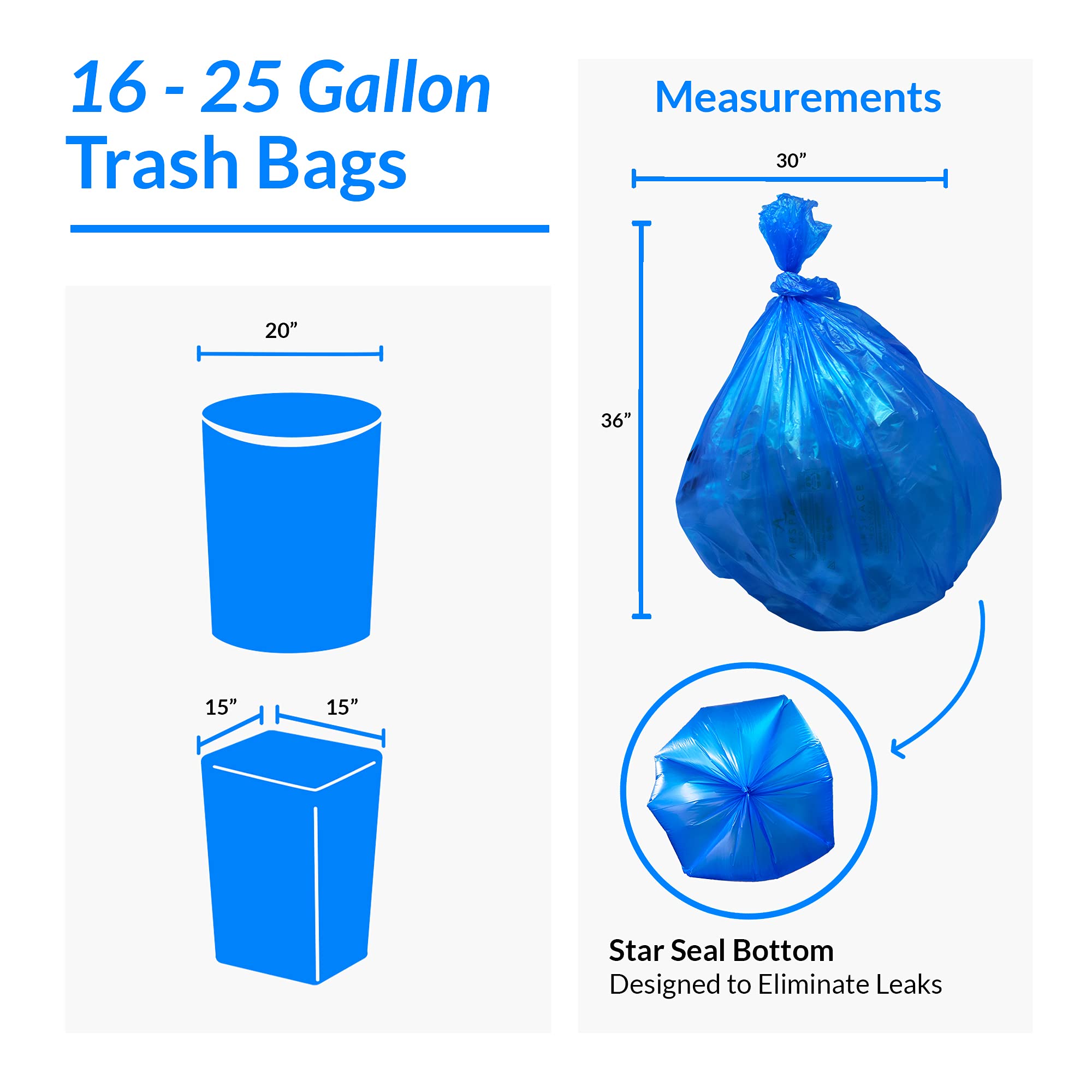 Reli. SuperValue 16-25 Gallon Recycling Bags | 120 Count | Blue Trash Bags