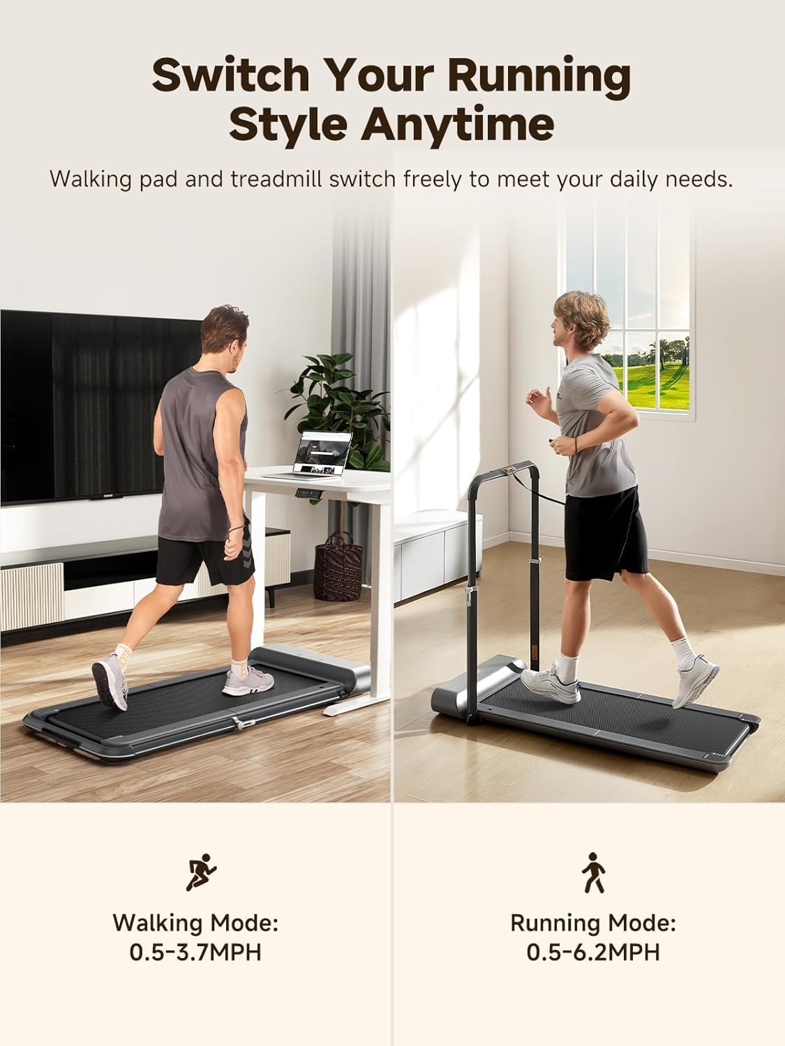 WALKINGPAD R1Pro Folding Treadmill, 2 in 1 Walking Pad Under Desk Treadmill for Home and Office, Compact Foldable Design with App Control and LED Display, Spacious Belt for Walking or Running