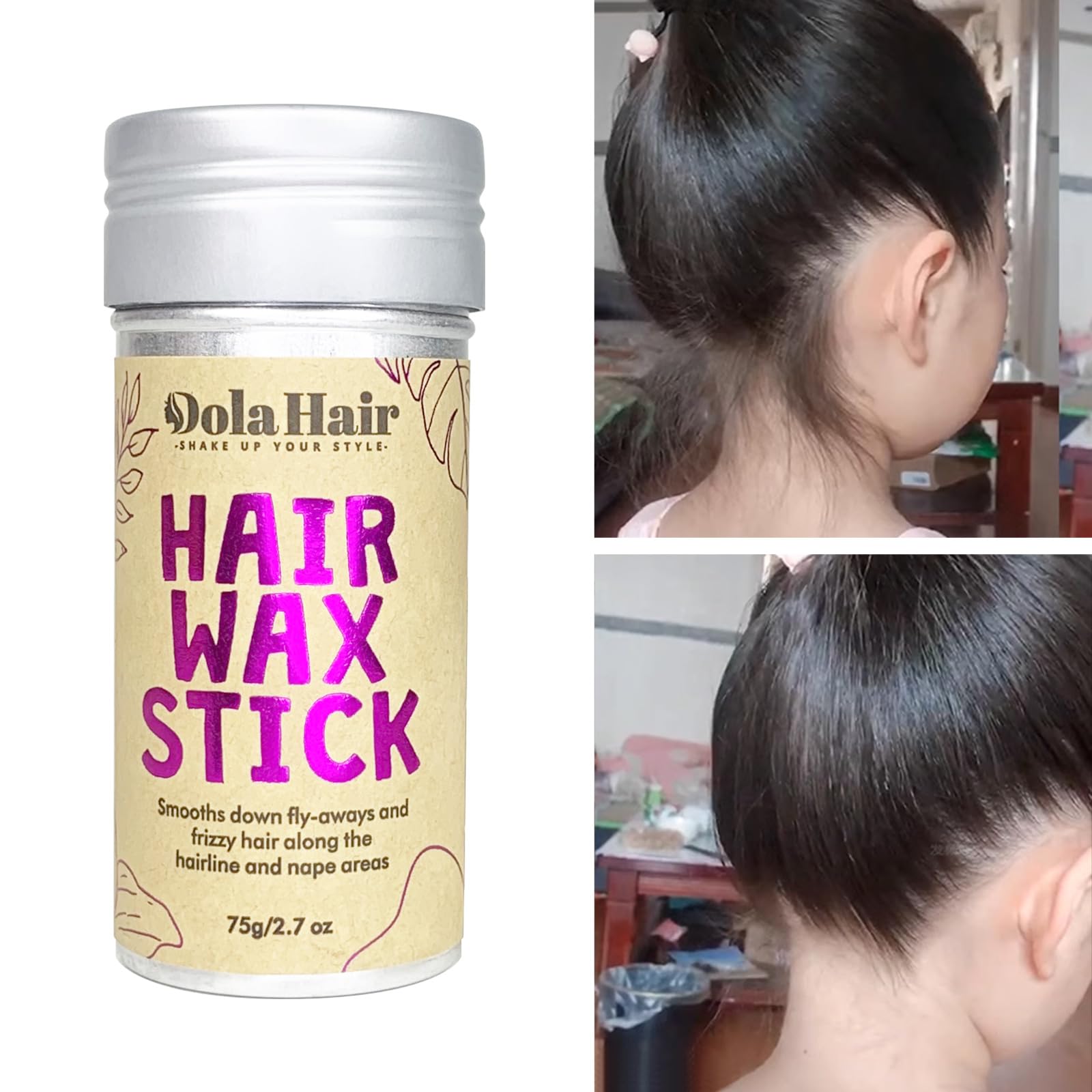 Dolahair Hair Wax Stick - Flyaway Control and Styling Pomade for Kids, Women, and Men - Hair Bun Maker and Accessories