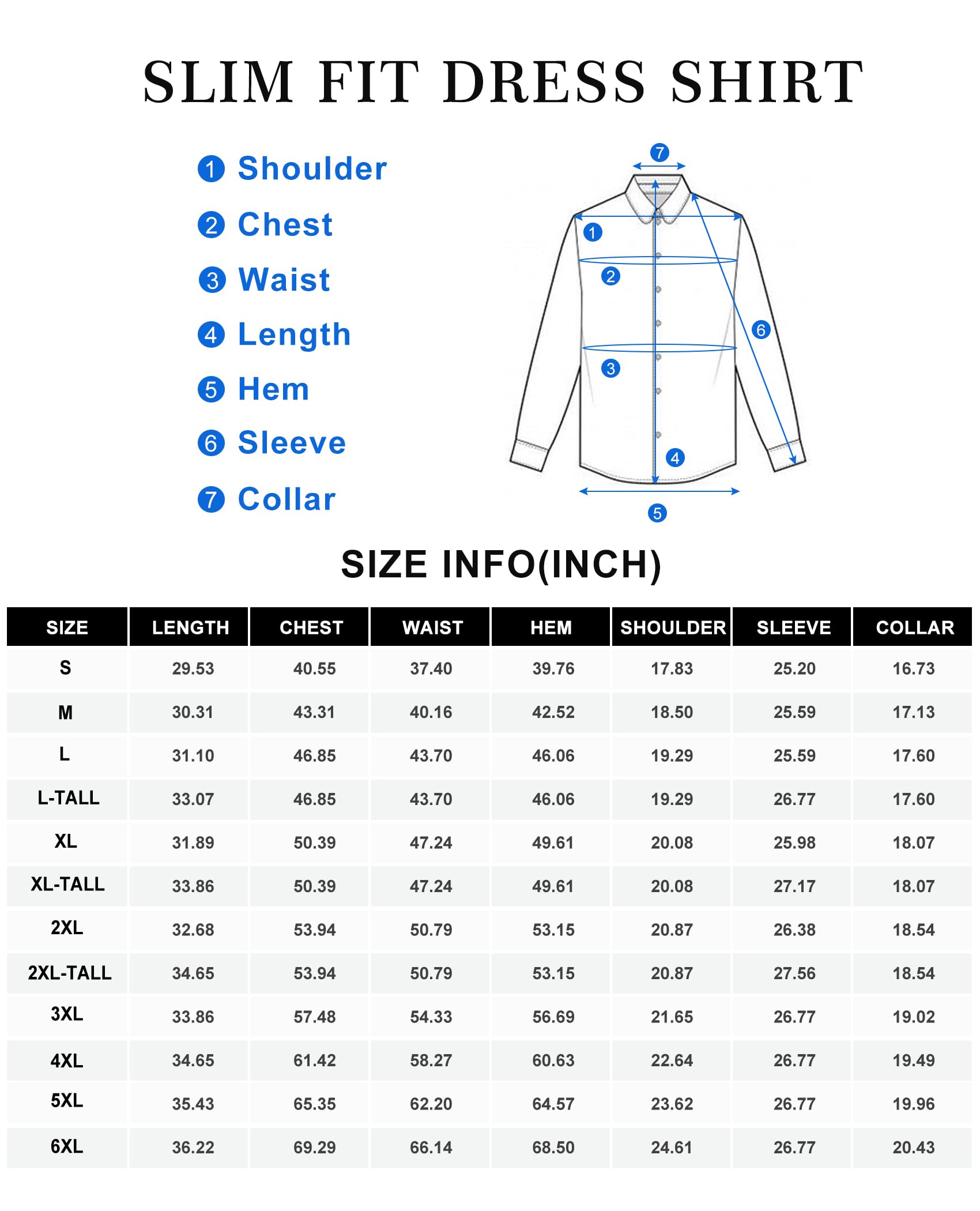 Alimens & Gentle White Dress Shirt for Men Dress Shirts Long Sleeve White Button Down Shirt Men Slim Fit Dress Shirts Big