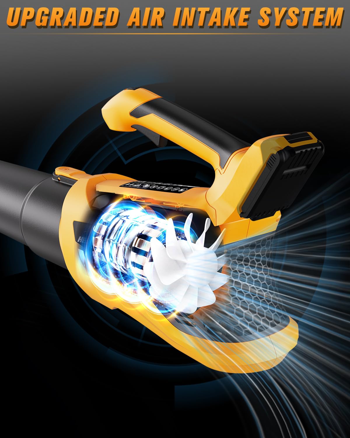 HEINPRO Cordless Leaf Blower Up to 500CFM Compatible with DEWALT 20V Max Battery (No Battery), Electric Leaf Blower Cordless with 5 Speed Modes, Battery Powered Leaf Blowers for Lawn Care, Yard