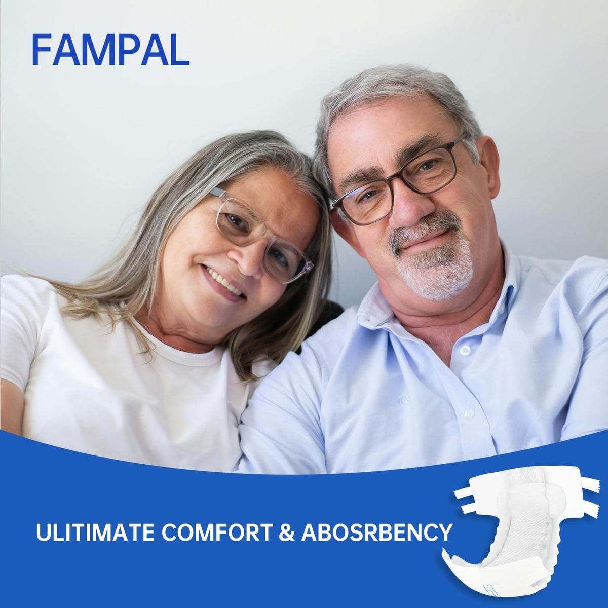 FAMPAL Vital Guard Adult Diapers, Disposable Incontinence Briefs with Tabs for Men and Women, Maximum Absorbency, Odor Control, Medium, 15 Count