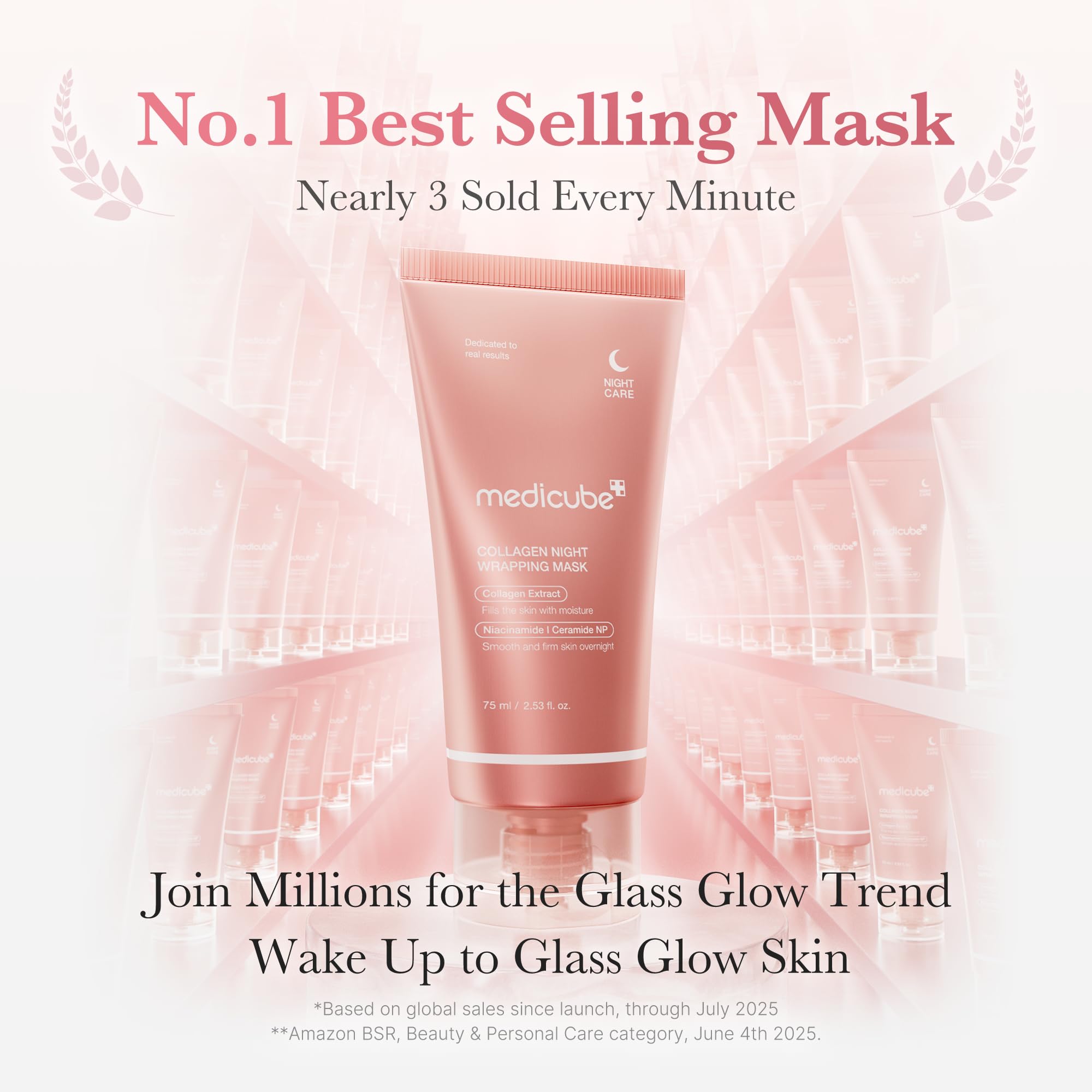 medicube Korean Viral Duo for Glass Glow Skin: Zero Pore Pads 2.0 and Collagen Overnight Wrapping Peel Off Facial Mask Pack and Jelly Brush