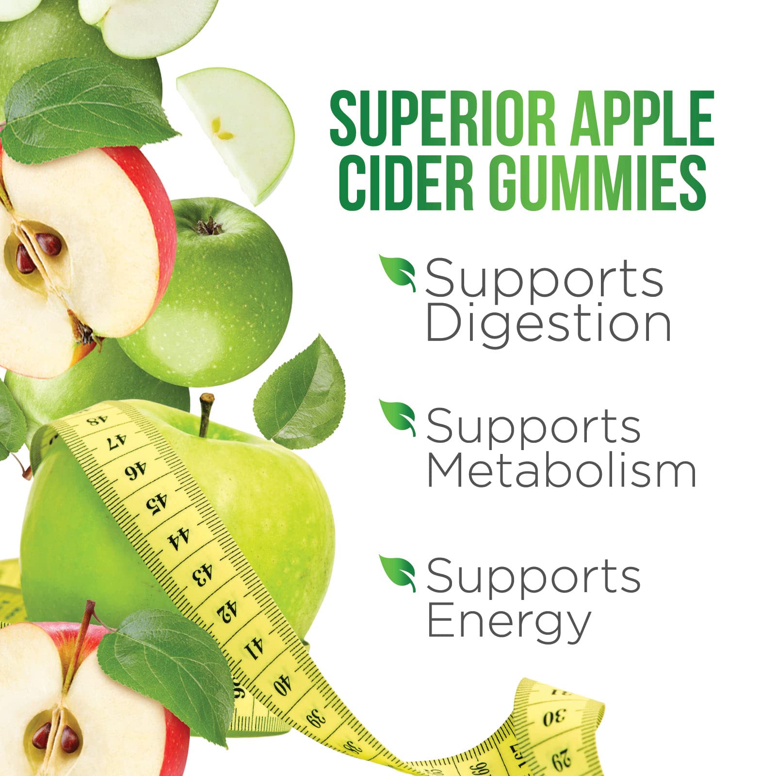 Vegan Apple Cider Vinegar Gummies | Max Strength 1000mg | ACV Supplement Gummy Vitamins for Adults, Supports Digestion, Metabolism, Natural Apple Flavor with Mother, Gluten Free, Non-GMO - 120 Gummies