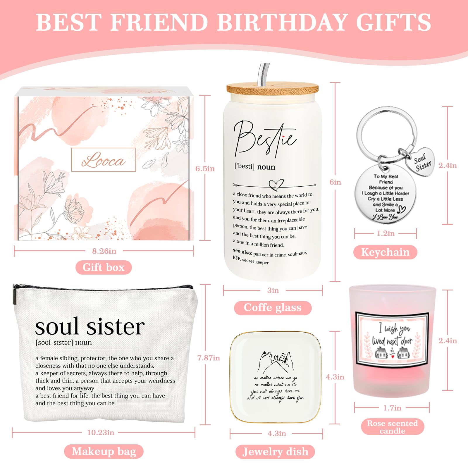 Looca Best Friend Birthday Gifts for Women Friendship Gifts for Women Best Friends Gifts for Women Bestie Gifts for Friend Woman Best Friend Gift Basket for Friends Female Soul Sister BFF Bestfriend
