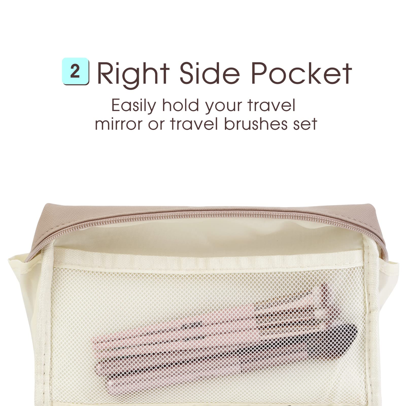 PU Leather Makeup Bag Travel Cosmetic Bag Organizer Make up Bag with Organization Pockets for Women (Large, Brown)