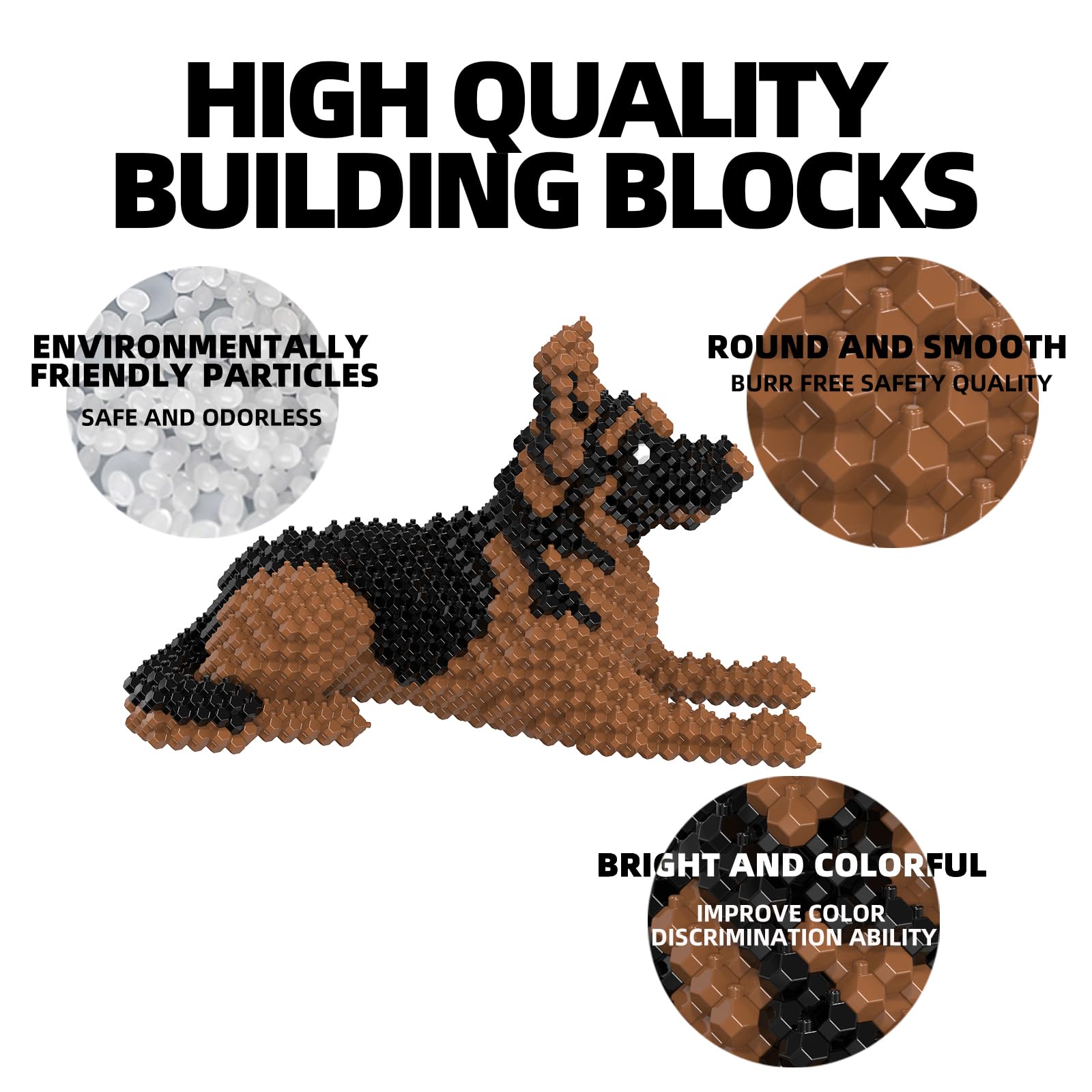 KADELE Cute Dog Building Animal Sets, Extremely Challenging STEM Building Blocks Decor for Adults Kids, Micro 3D Educational Toys for Boys Girls Ages 8 and Up,German Shepherd
