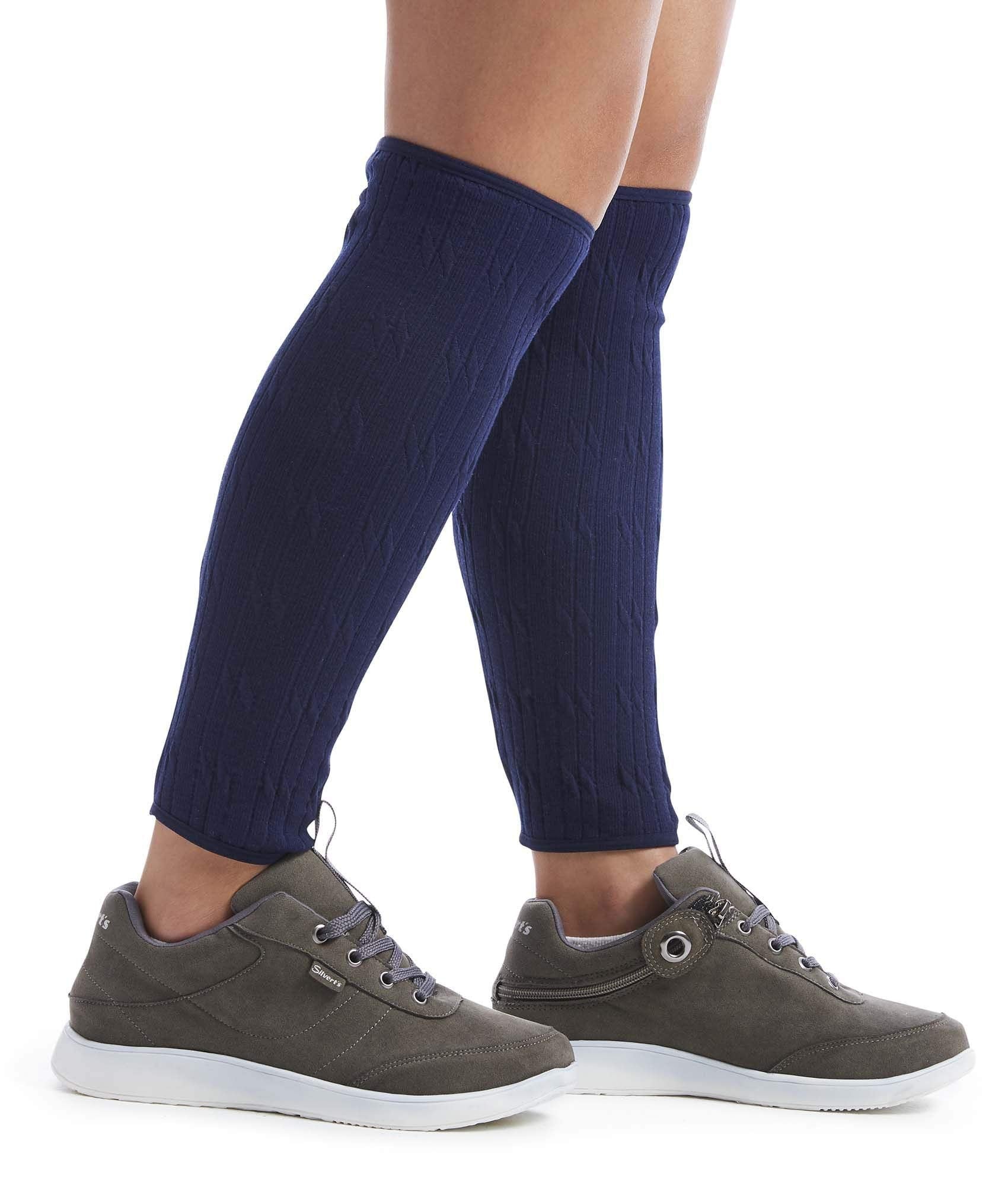 Silvert's Adaptive Clothing & Footwear Men’s & Women’s Cable Sweaterknit Leg Warmer - Navy