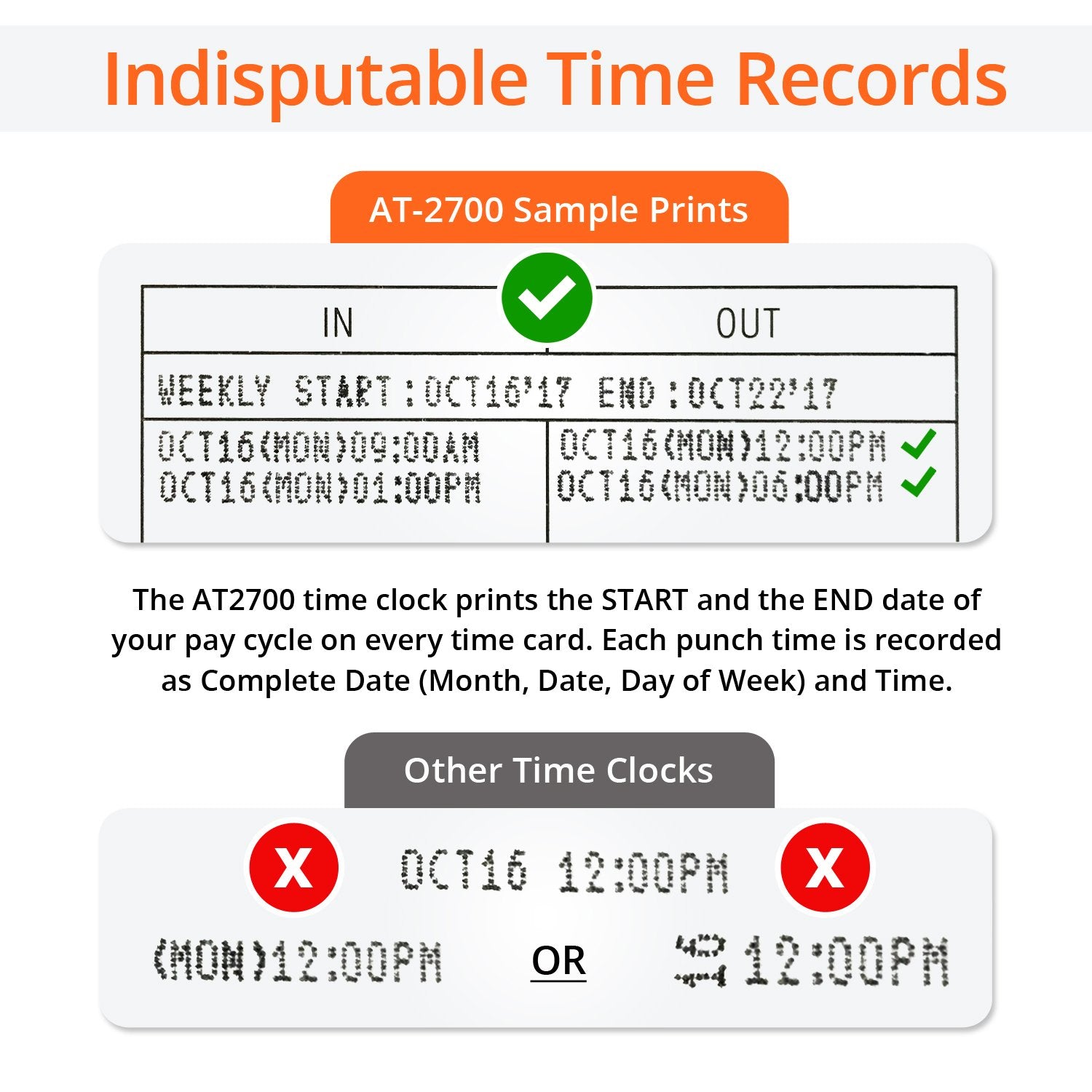 Touch Free Small Business Time Clock AT-2700