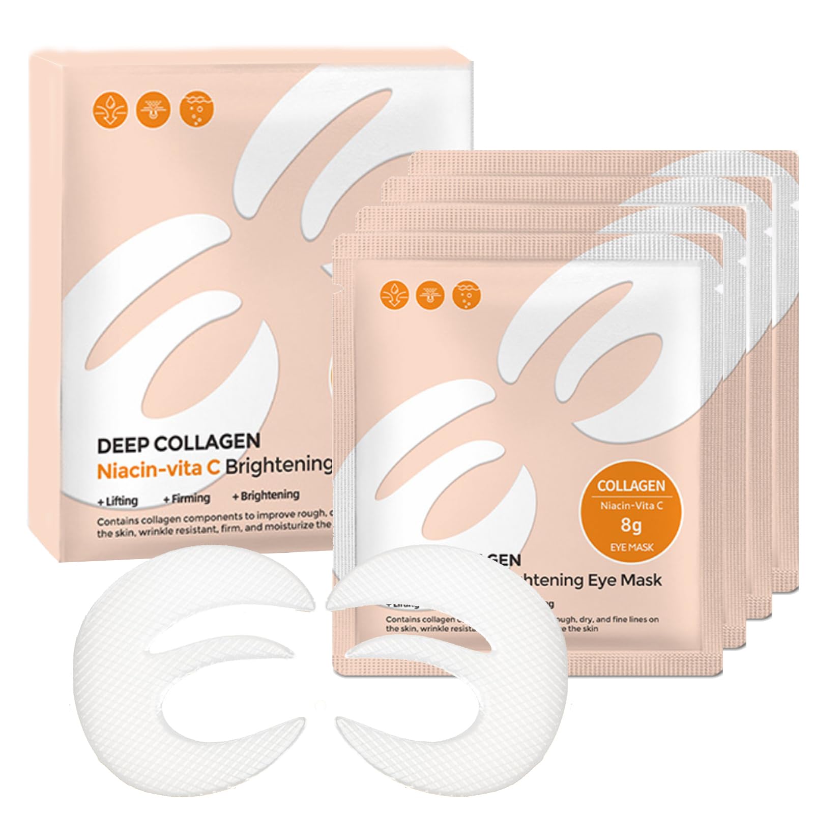 ONMYLOVIN 5 Pairs Deep Collagen Eye Patches Mask, E Shape Korean Eye Mask for Dark Circles, Anti-Aging, Firming, Hydrating Eye Gels Patcheswith Deep Collagen Skin Care