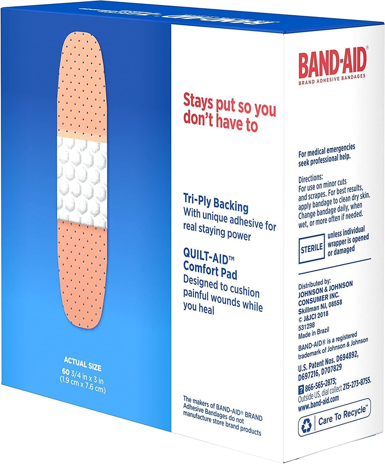 BAND-AID Plastic Strips All One Size 60 Each (Pack of 6)