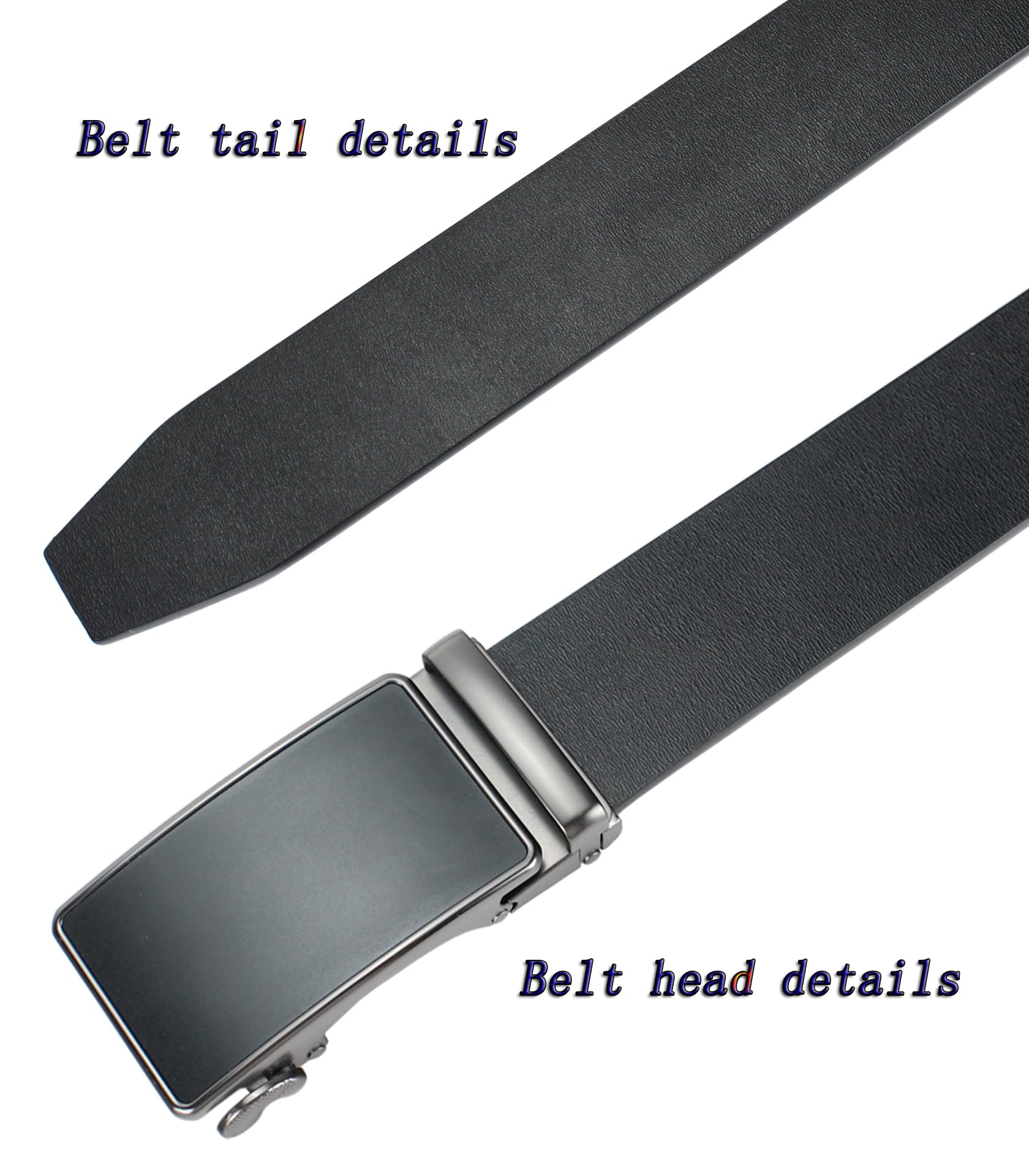Bullko Ratchet Belt for Men - Mens Belt Leather 1 3/8" for Casual Jeans - Micro Adjustable Belt Fit Everywhere, 36