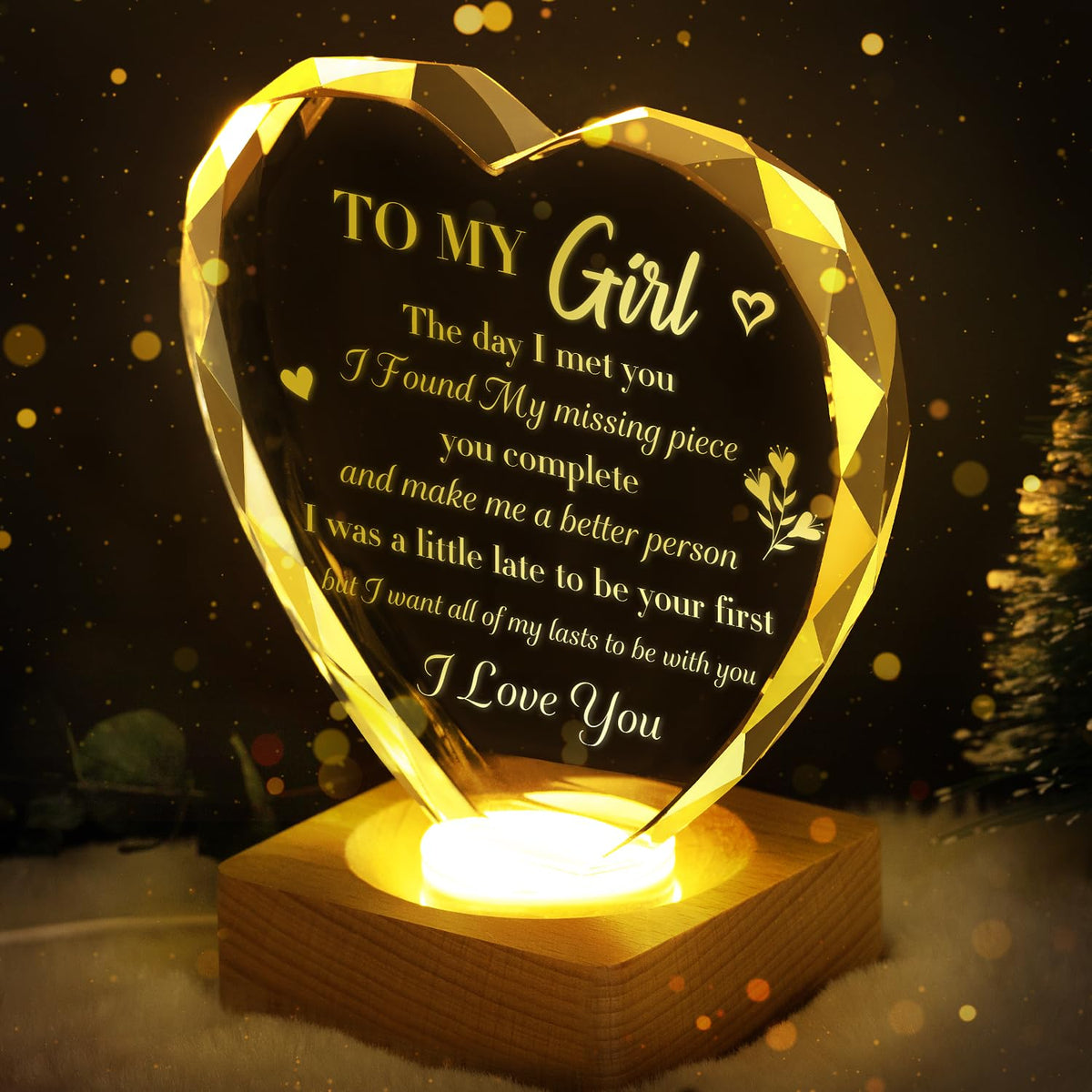 WAVEJOE to My Girl Gifts 3D Illusion Lamp for Girlfriend, Engraved Crystal Night Light Presents, Birthday Anniversary Christmas Valentines Day Gifts for Girlfriend Wife from Husband Boyfriend