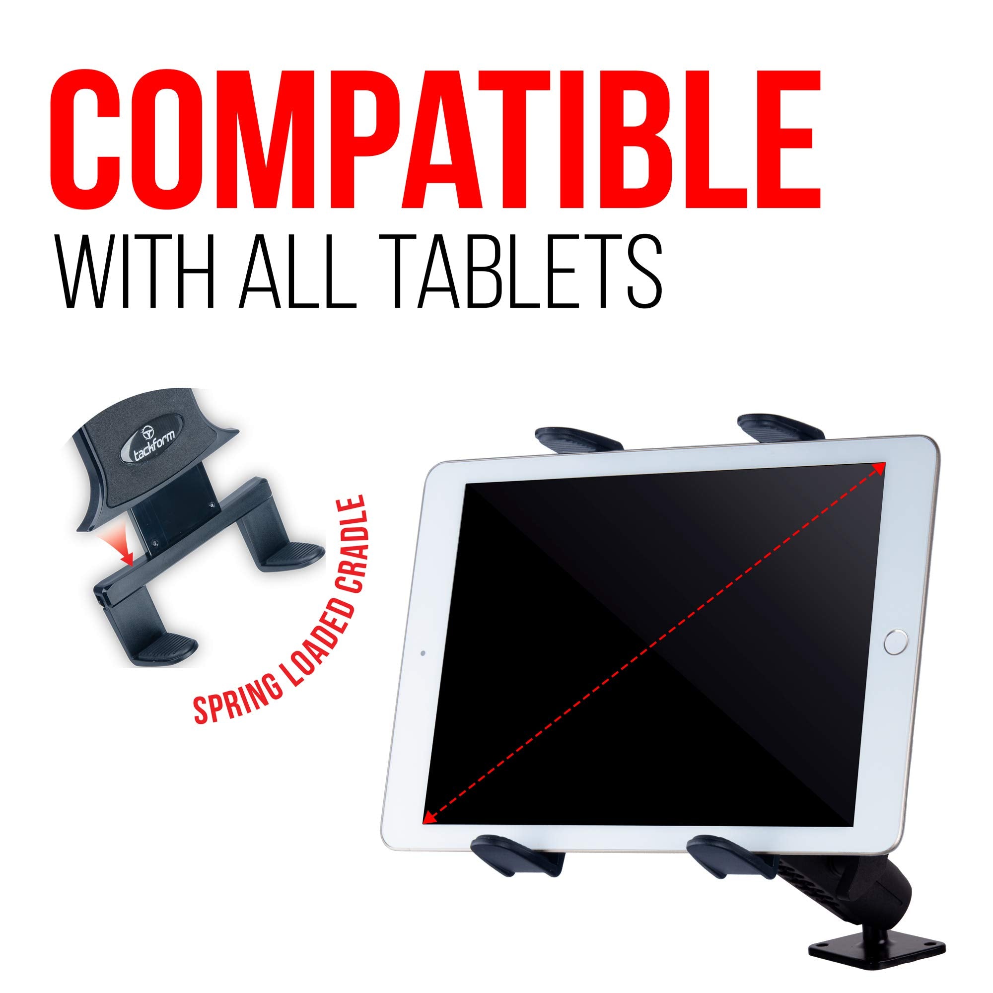 Tackform Heavy Duty Commercial Grade Tablet Mount and ELD Holder 1" B-Sized Ball and Socket System Compatible with Samsung, iPad, and More
