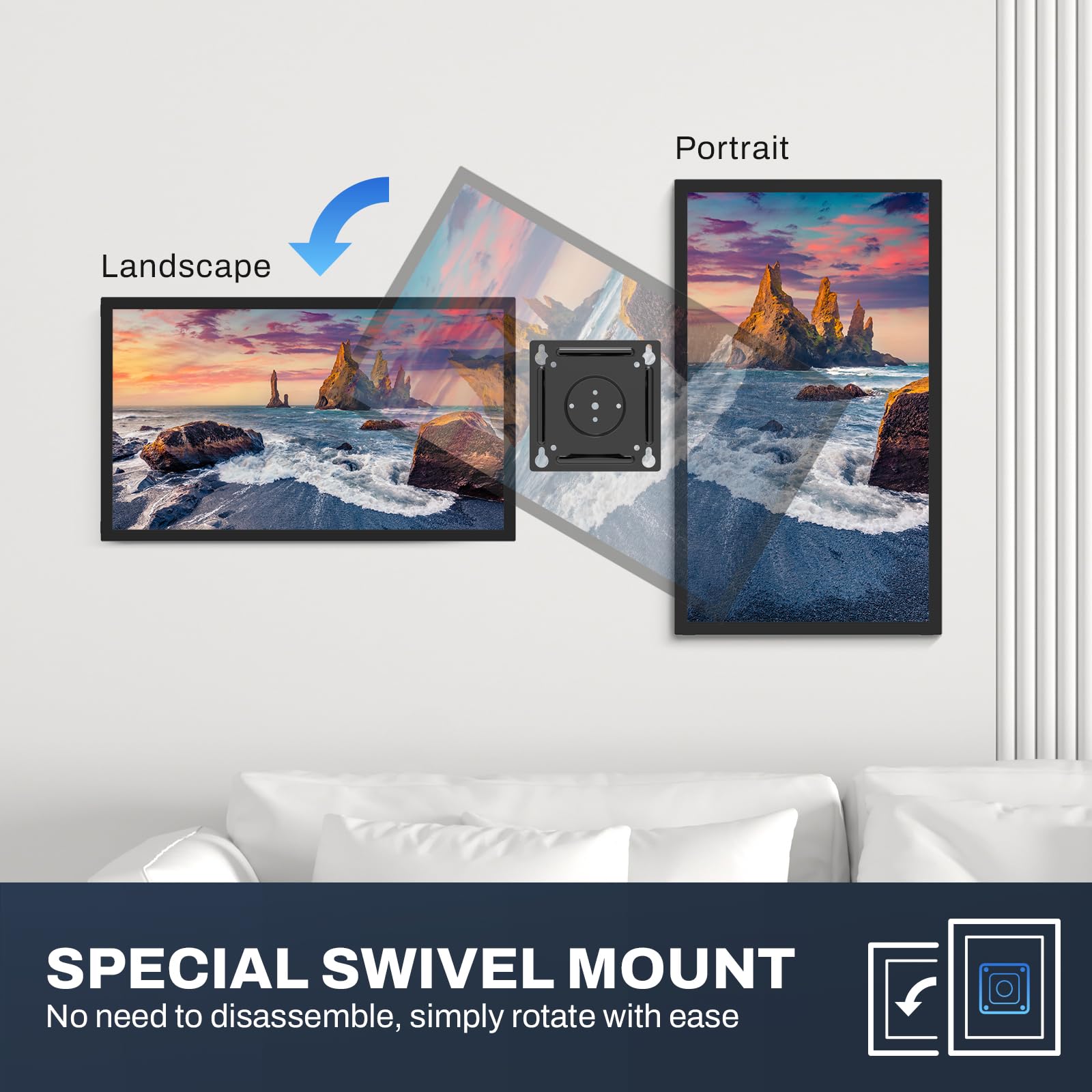 Arktronic 21.5 Inch Large Digital Picture Frame, 1920x1080 FHD IPS WiFi Electronic Photo Frame with Remote Control, 64GB Storage, Wall-Mountable, Instantly Share Photo/Video via Apps, Email, Black