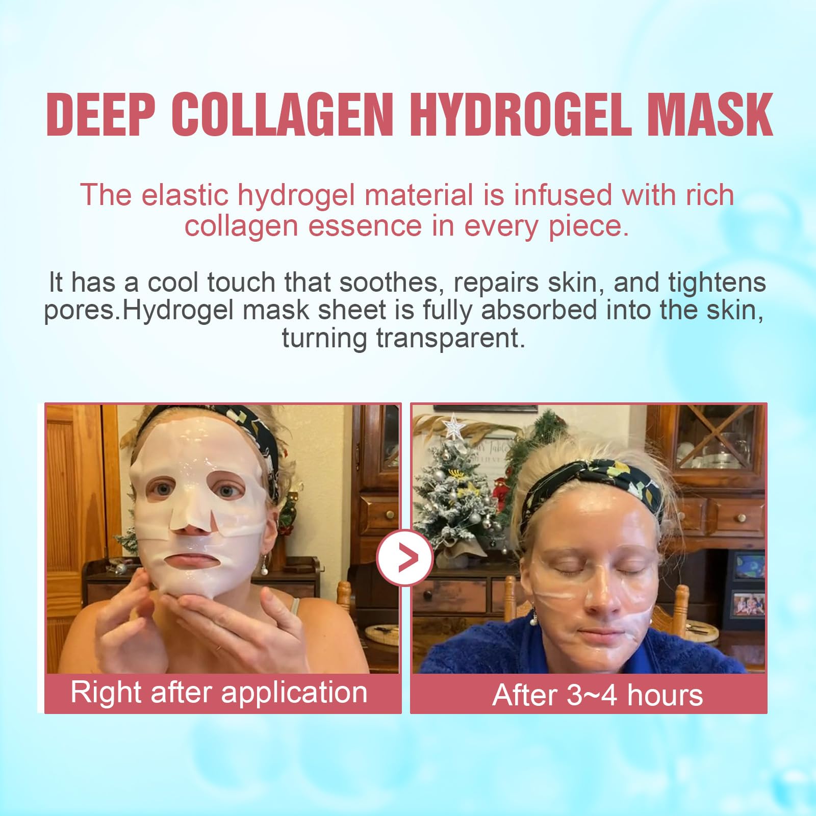 Deep Collagen Face Mask Overnight, Bio- Collagen Mask Real Deep Mask, Hydrating Hydrogel Masks with Low Molecular Collagen for Firming, Elasticity, Pore Minimizing 40g x 5ea Easter Basket Stuffers