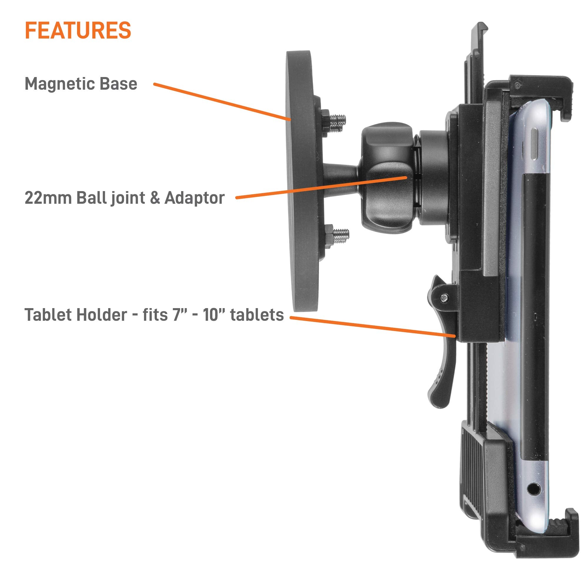 iBOLT TabDock MagDock- Heavy Duty Magnetic Mount for All 7-11 inch Tablets- Great for fridges, Restaurants, Automotive, Workout Equipment, or Any Magnetic Metal Surface