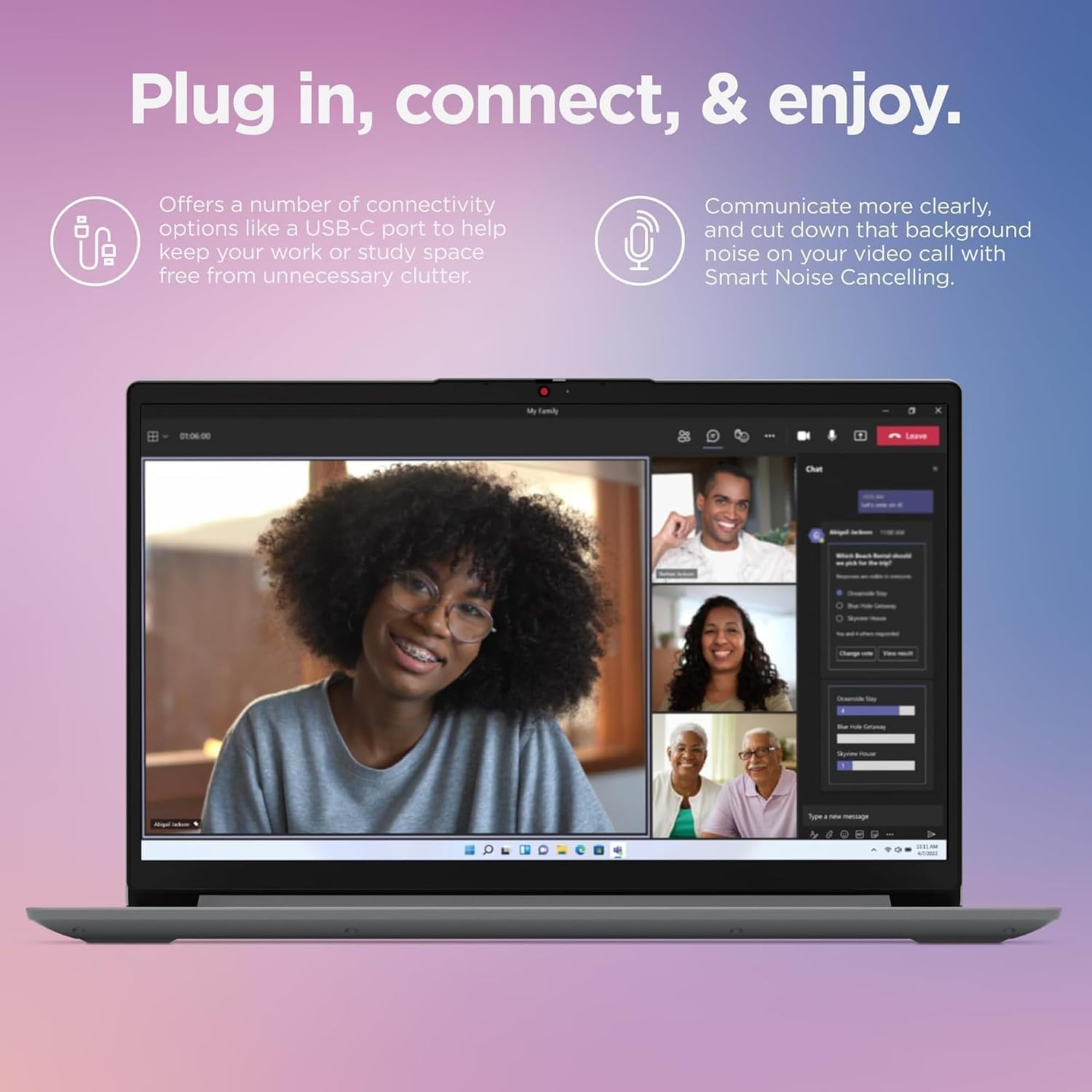 Lenovo IdeaPad 1i Laptop with Office 365 Home and Business • 12GB RAM • 1TB Cloud Storage and 256GB SSD • Intel Core • 14 Anti-Glare Screen • WiFi-6 • 11HR Battery • Windows 11 no Mouse