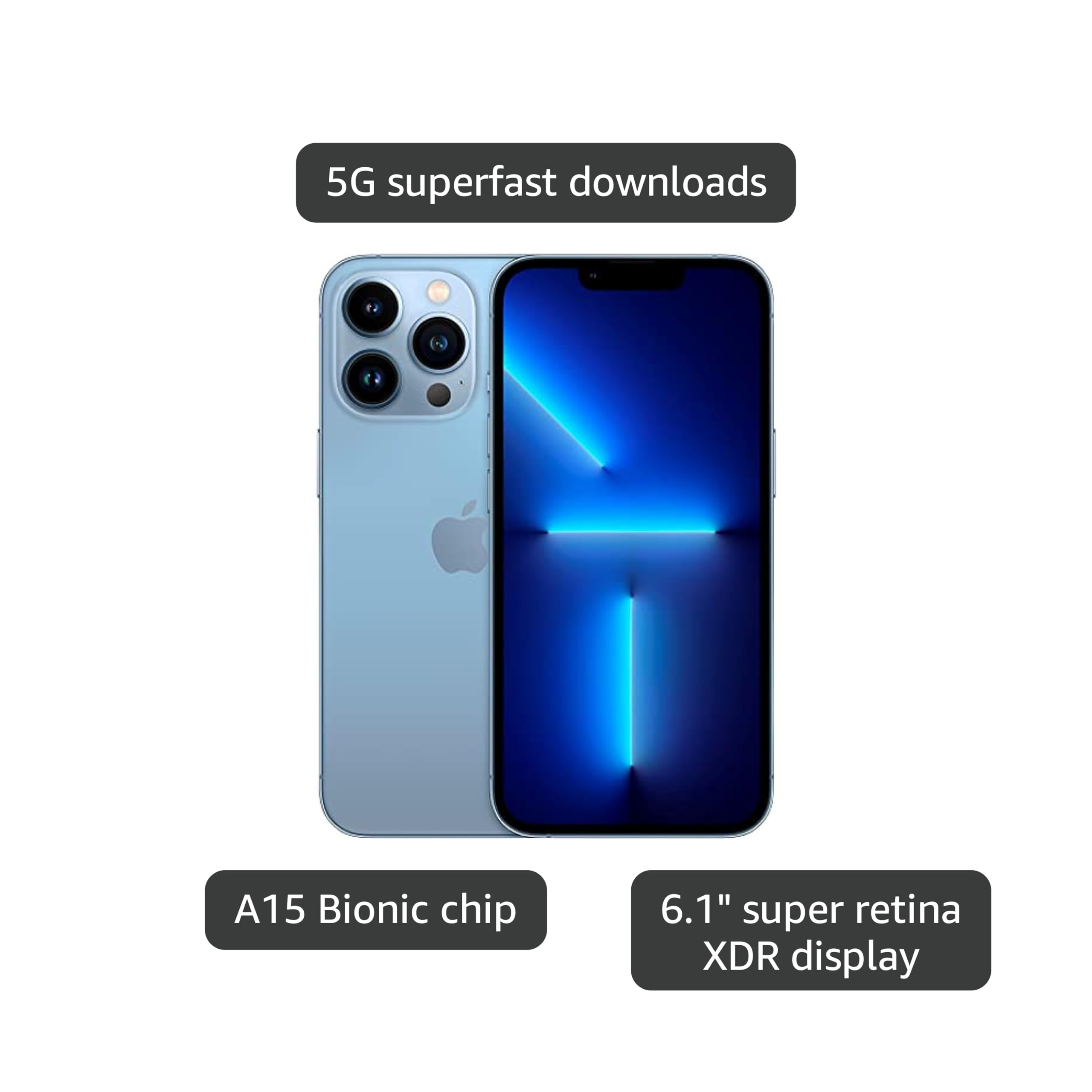 Apple iPhone 13 Pro, 256GB, Sierra Blue - Unlocked (Renewed)