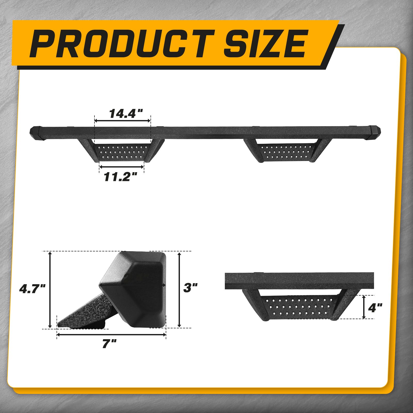 SMANOW Running Boards Side Steps Compatible with 2007-2021 Toyota Tundra Double Cab with 2 Narrow Rear Door. Dual-Stage Textured Black Powder Coated Step Bars Step Rails.