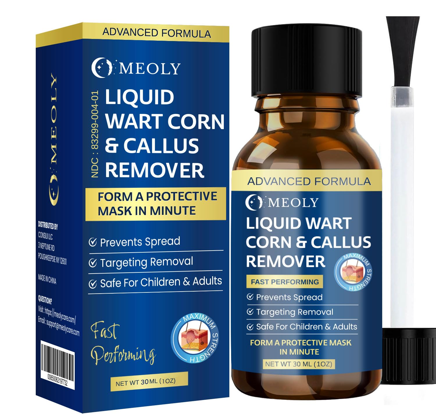 MEOLY Fast-Acting Wart Remover Freeze Off : Salicylic Acid Wart Remover for Men Women - Wart Removal for Plantar Wart, Genital Wart, H Warts, Common Wart, Flat Wart, Corn, Callus 30 ML