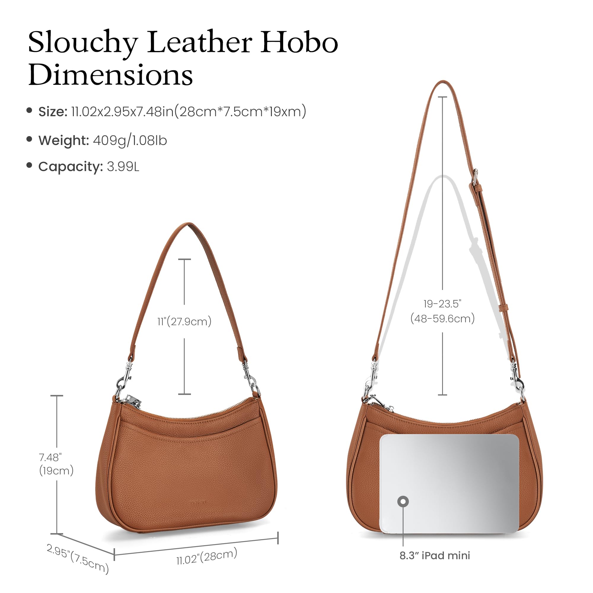 befen Genuine Leather Purse for Women Brown Shoulder Bag Anti Theft Crossbody Bag Soft Real Leather Hobo Crossbody with RFID Blocking Fashion Purse Desinger Women's Shoulder Handbags with 2 Straps