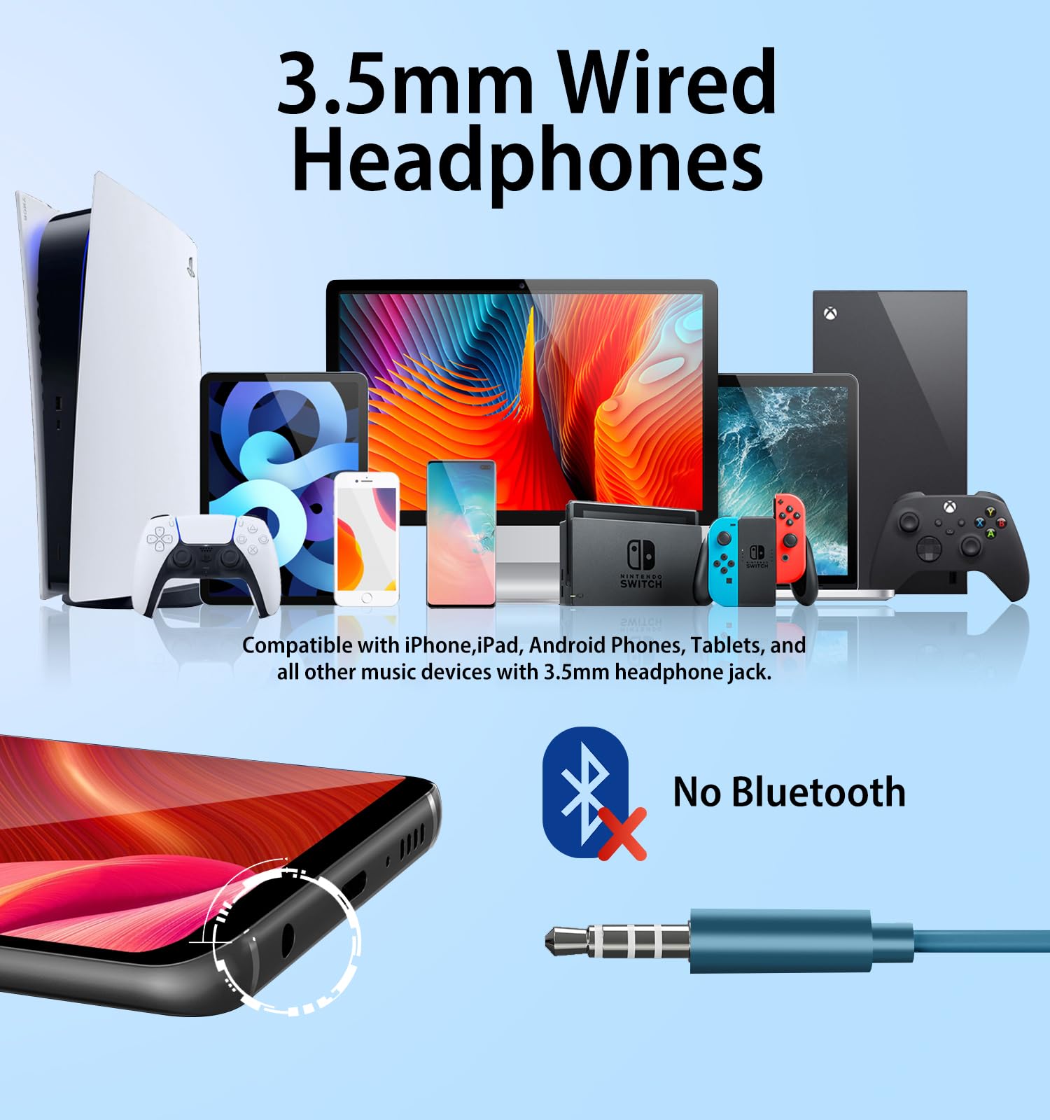 Kimwood Wired Earbuds with Microphone, Wired Earphones in-Ear Headphones HiFi Stereo, Powerful Bass and Crystal Clear Audio, Compatible with iPhone, Android, Computer Most with 3.5mm Jack(Blue)