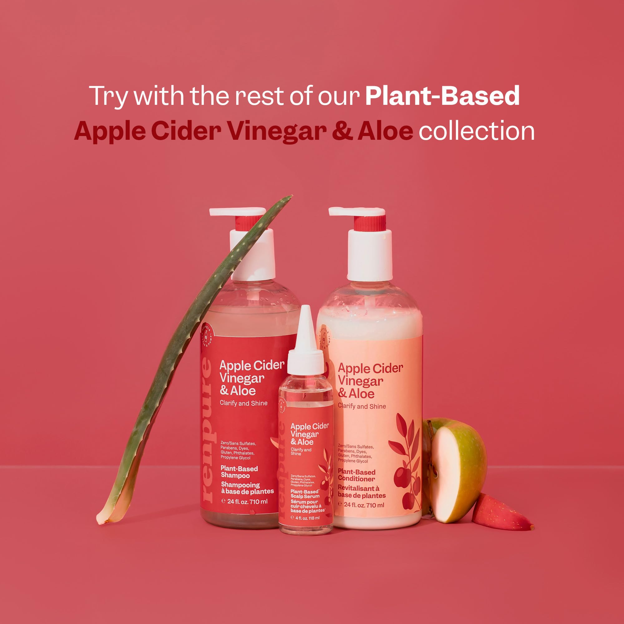 Renpure Apple Cider Vinegar Scalp Serum, Plant-Based – Detoxifies, Balances & Hydrates Scalp for Softer, Shinier Hair – For Itchy Scalp - Apple Cider Vinegar, Ginger Root, Peppermint Leaf - 4 Fl Oz