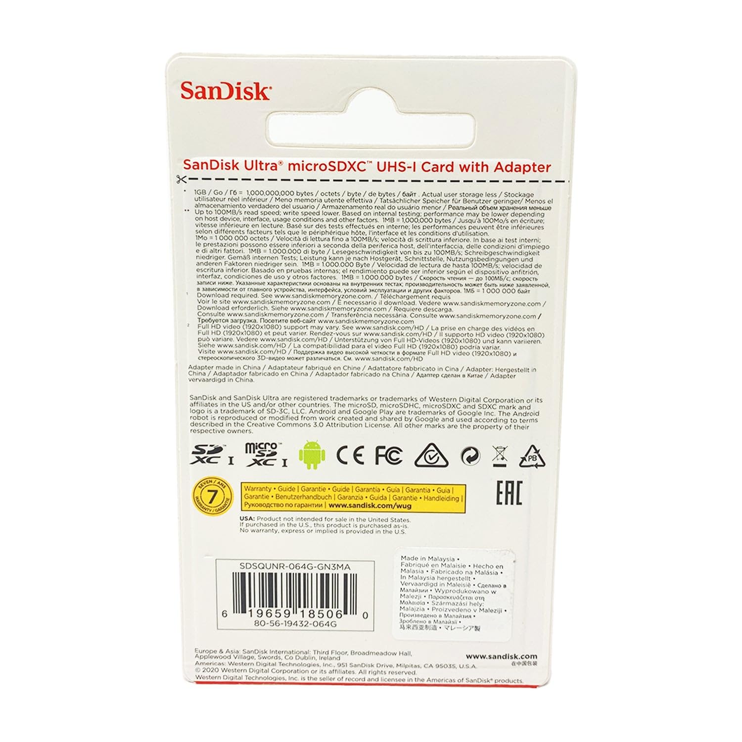 SanDisk Ultra 32GB UHS-I/Class 10 Micro SDHC Memory Card With Adapter - SDSDQUAN-032G-G4A