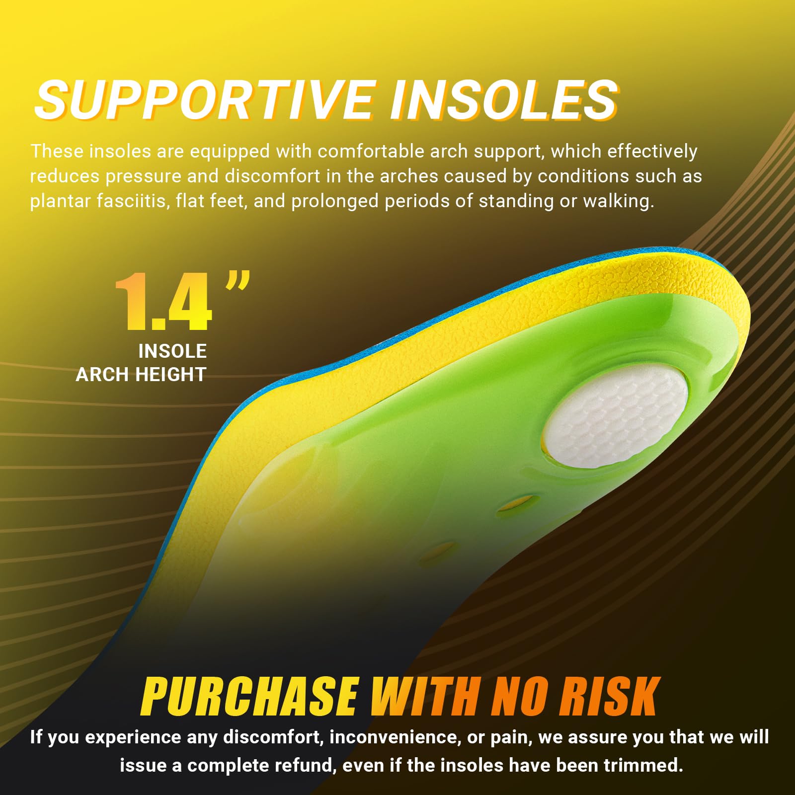 PCSsole Plantar Fasciitis Insoles - 220+lbs Heavy Duty High Arch Support Inserts Comfort Arch Support Insoles with Shock Absorbing Gel - Flat Feet - Orthotic Foot Pain Relief Insoles for Men Women