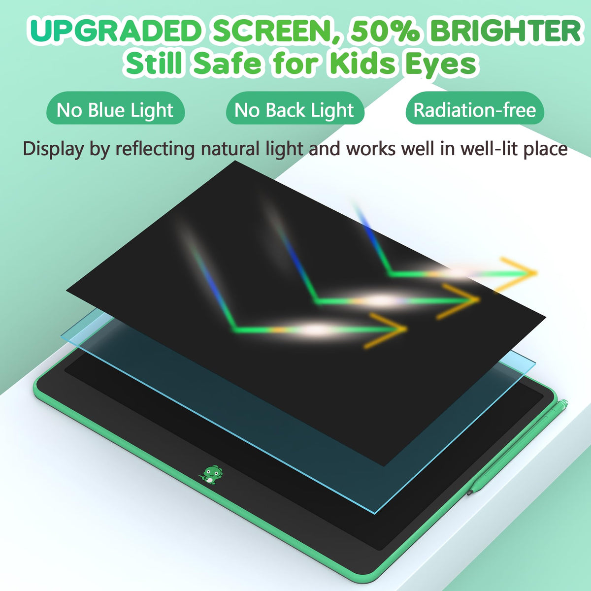 Hockvill LCD Writing Tablet for Kids, Toys for Girls Boys Drawing Pad for 3 4 5 6 7 Year Old Kid, Toddler Doodle Board Christmas Birthday Gift for Children (16 INCH, Green)