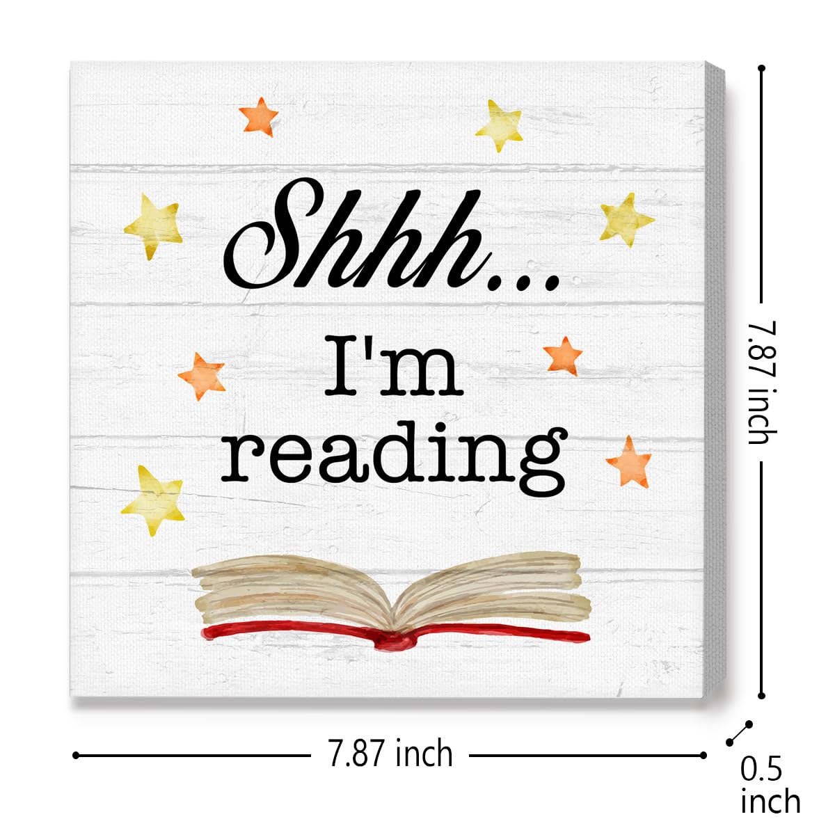 Reading Quotes Shhh I'm Reading Canvas Wall Art Prints Decor Funny Book Lover Poster Painting Framed Artwork for Home Reading Room Library Decorations