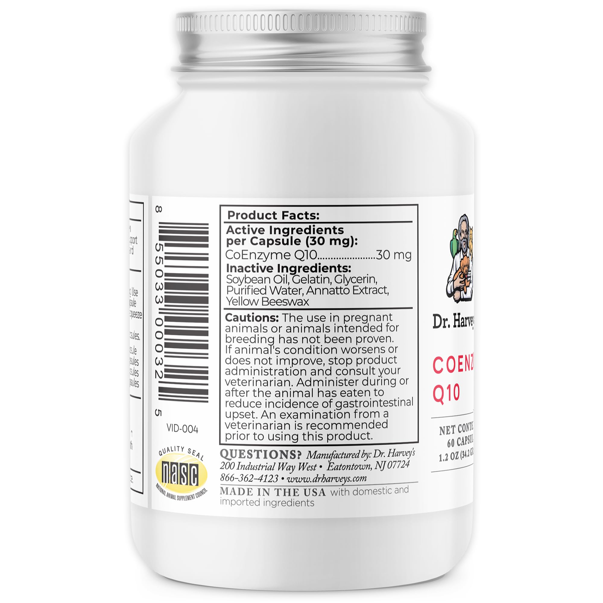 Dr. Harvey's Coenzyme Q10 - Heart & Cardiovascular Support Supplements for Dogs, 60 Capsules