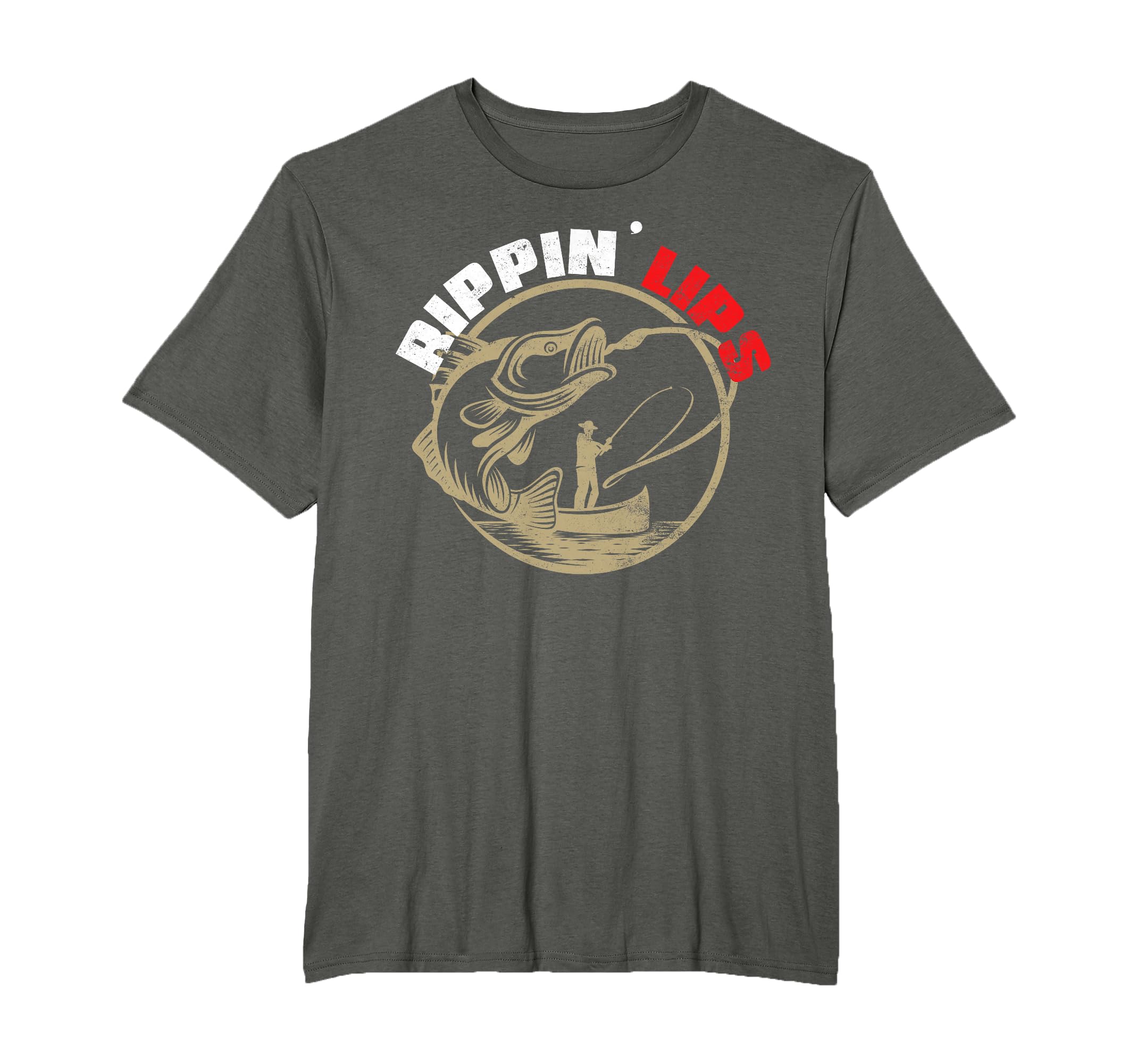 Bass Fishing Shirts For Men Funny Fishing TShirt Rippin Lips T-Shirt