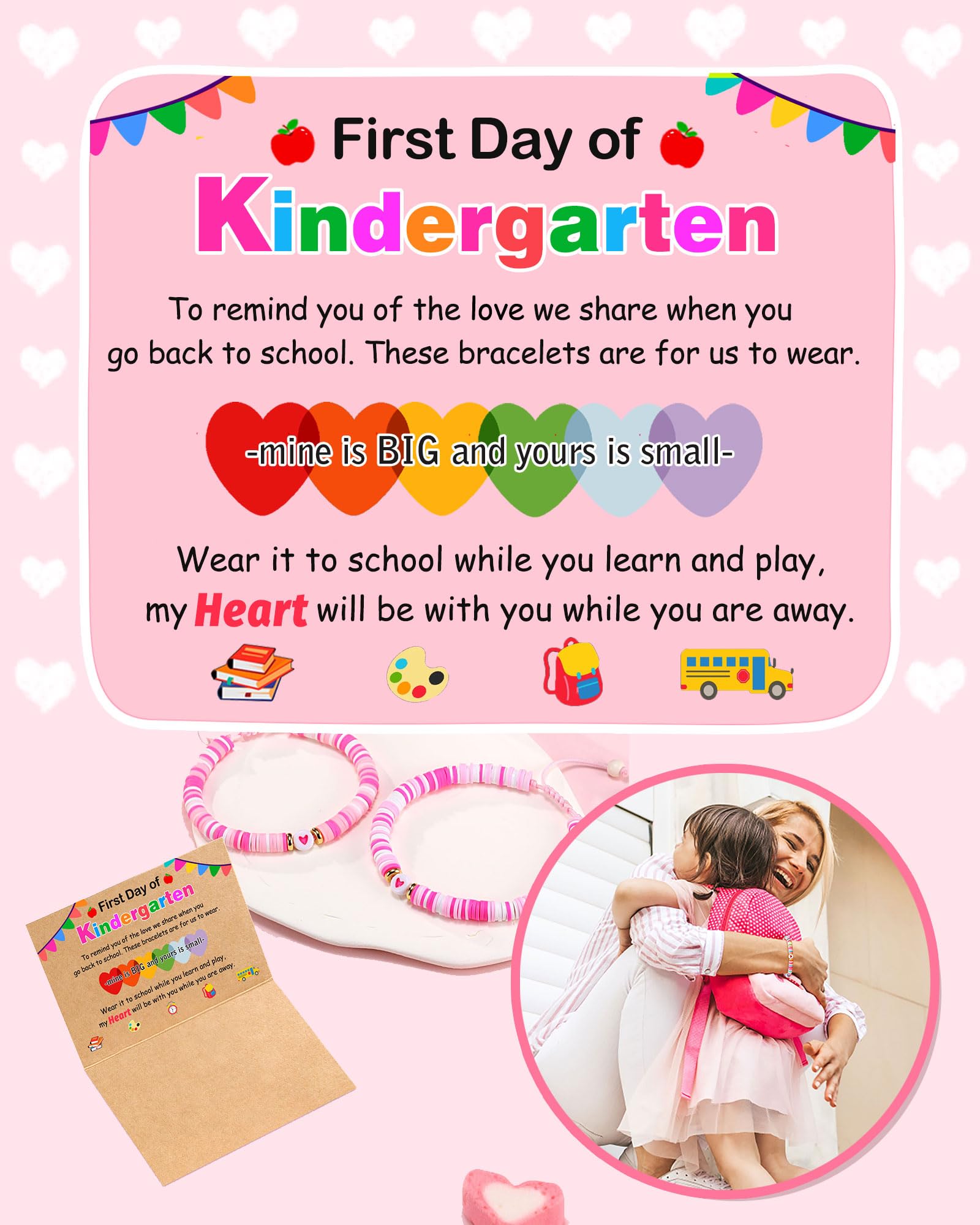 UPROMI First Day of Kindergarten Bracelet Gift, Back to School Bracelet Mommy and Me, First Day of School Bracelet Mom Mother Daughter Back to School Stuff Gifts