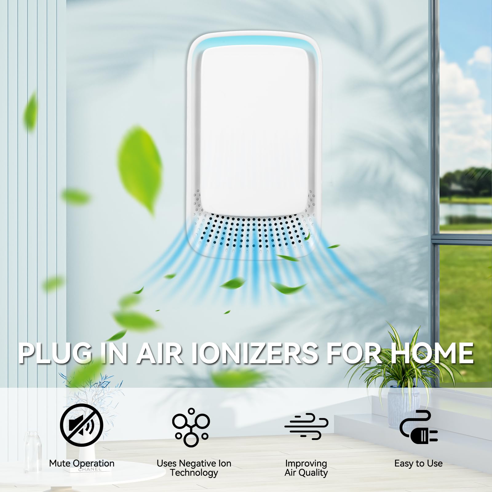 KLVEU Air Purifier Plug In(4Pack), Negative Ion Plug In Air Purifier for Bedroom, Office,Pet Room Portable Air Ionizers for Home