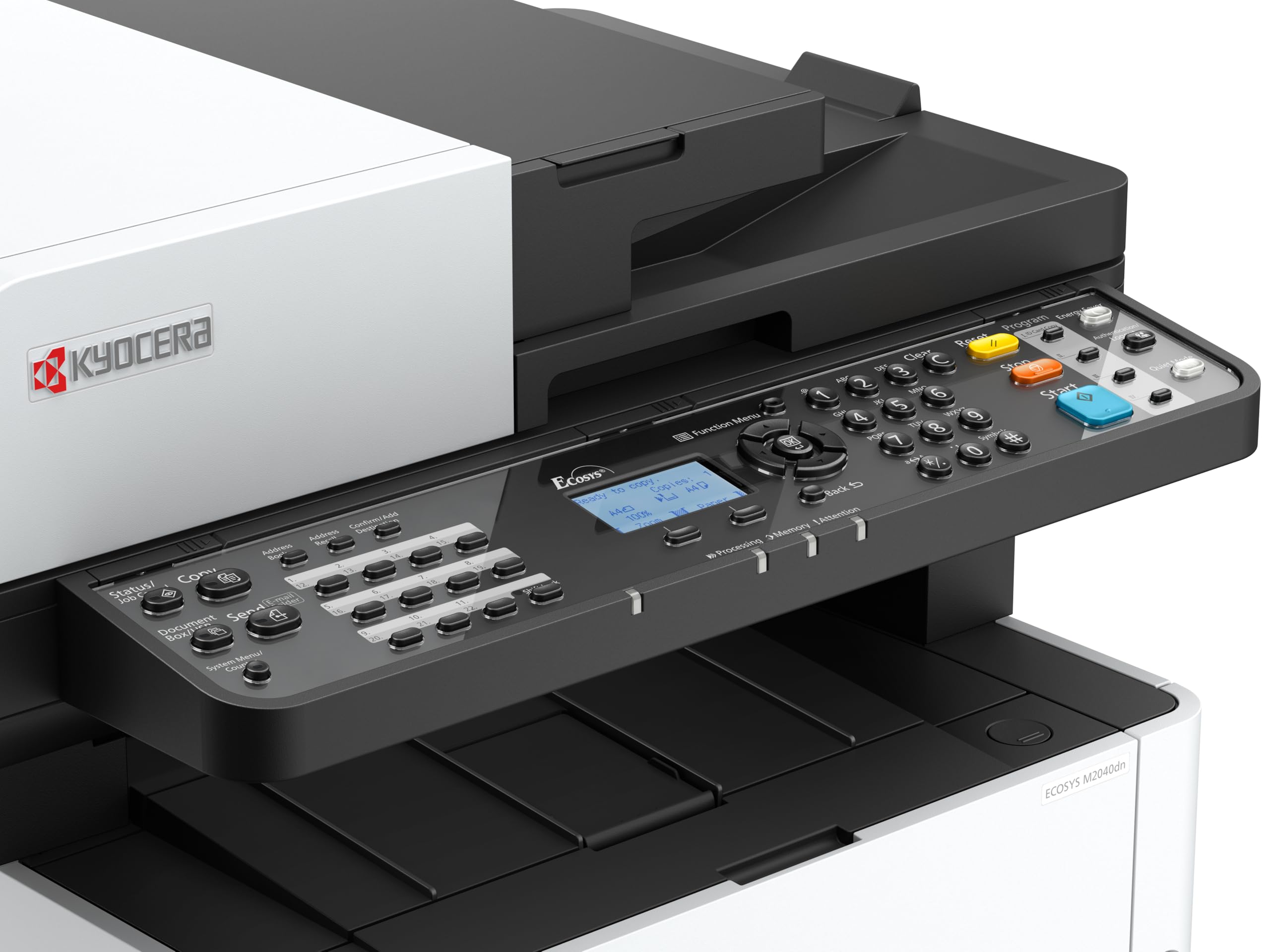 Kyocera ECOSYS M2040dn Monochrome Multifunctional Laser Printer (Print/Copy/Scan), 42ppm, Up to Fine 1200 dpi, Duplex, Mobile Print, 5 Line LCD Screen w/Hard Key Panel, Gigabit Ethernet, USB, 512 MB